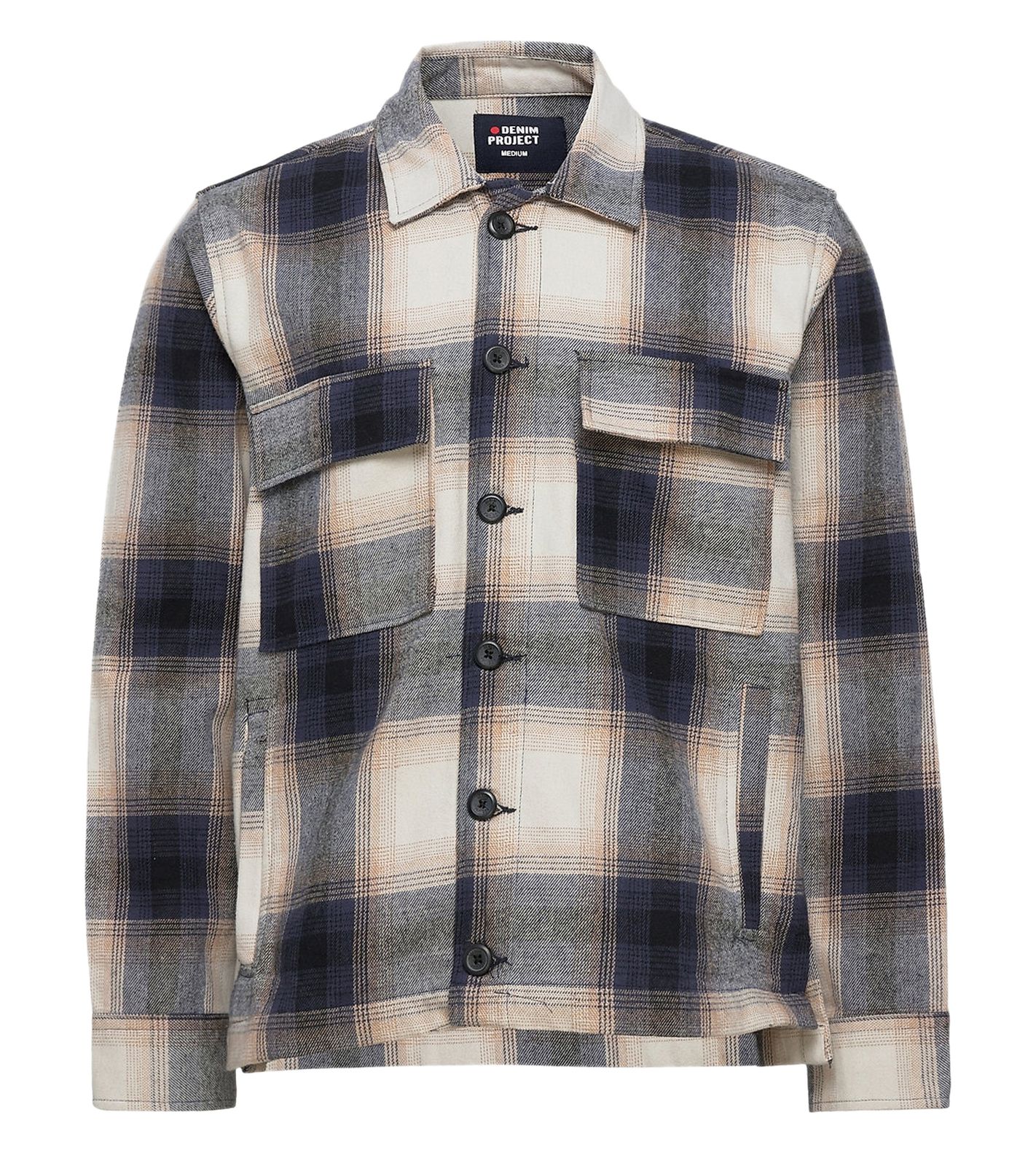 Denim Project Herren karierte Hemd-Jacke Langarm-Shirt mit Brust-Taschen Baumwoll-Jacke Flanell-Hemd DP3040 Weiß/Blau/Grau Denim Project Herren karierte Hemd-Jacke Langarm-Shirt mit Brust-Taschen Baumwoll-Jacke Flanell-Hemd DP3040 Weiß/Blau/Grau von Denim Project