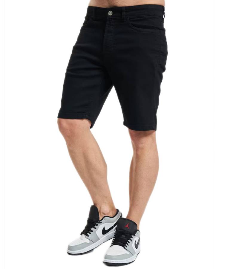 Denim Project Ohio Herren Jeans schlichte Baumwoll-Hose Sommer-Shorts Freizeit-Shorts kurze Hose DP-10023-038 001 Schwarz von Denim Project