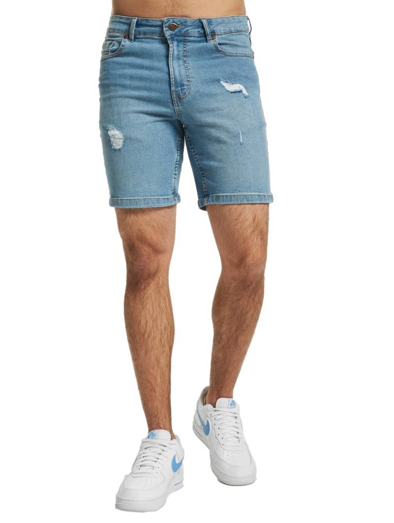 Denim Project Sync Herren Jeans Baumwoll Bermuda-Shorts mit Destroyed-Effekt Sommer-Hose DP-Coll2-004 424 Hellblau von Denim Project