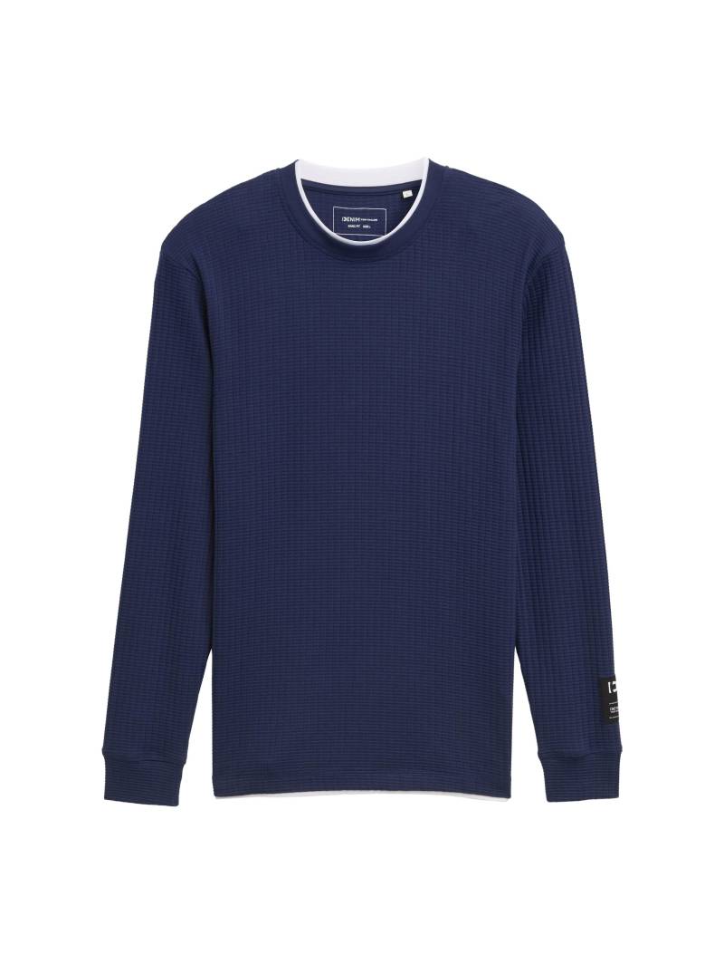 Denim Tom Tailor - 2-in-1 Langarmshirt dark blueberry - Gr. - XXL von Denim Tom Tailor