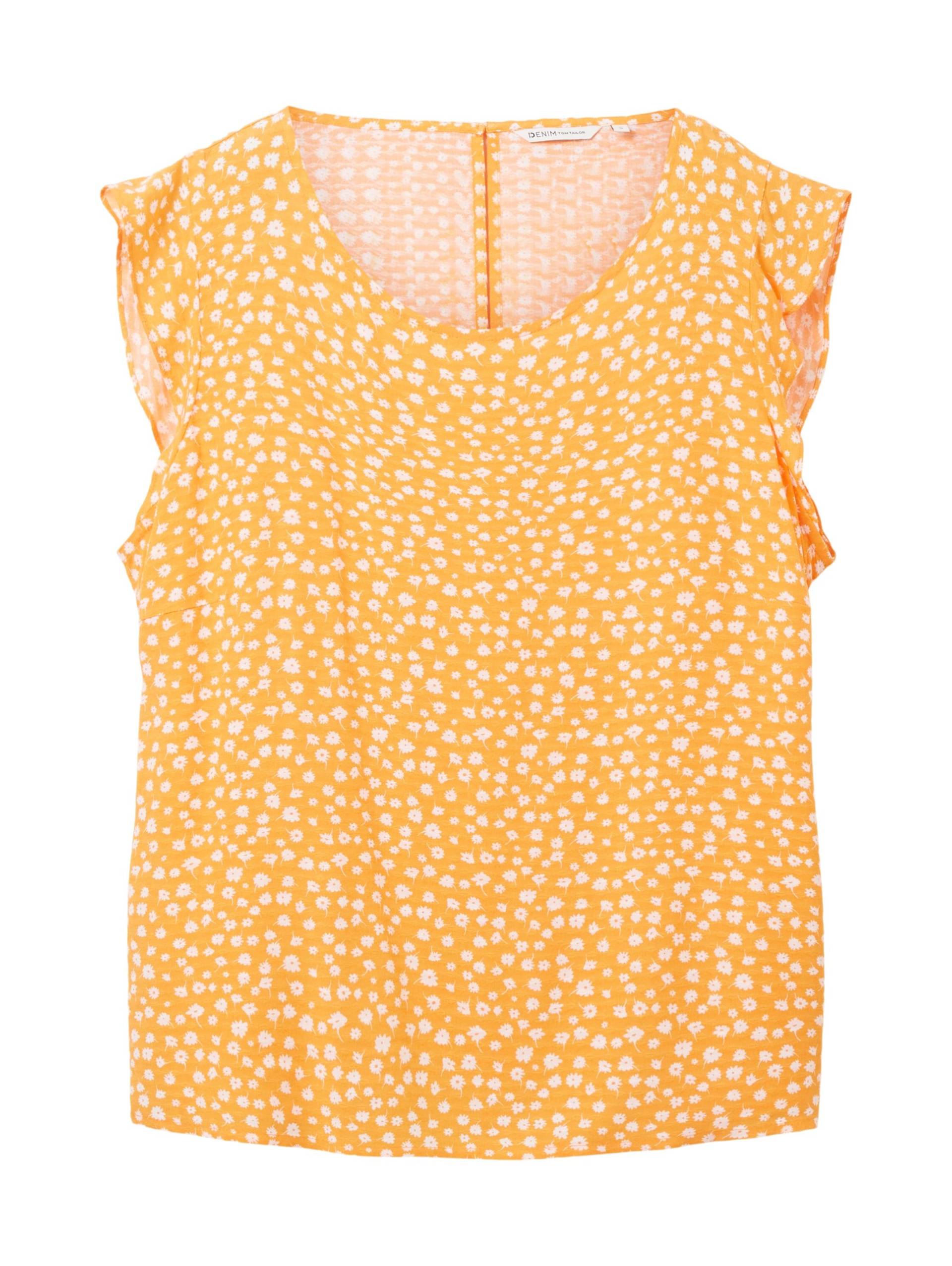 Denim Tom Tailor - Ärmellose Bluse orange flower print - Gr. - L von Denim Tom Tailor