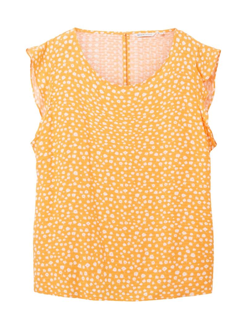 Denim Tom Tailor - Ärmellose Bluse orange flower print - Gr. - L von Denim Tom Tailor