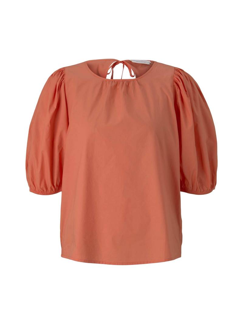 Denim Tom Tailor - Ballonärmel Bluse mit Bio-Baumwolle sundown coral - Gr. - XS von Denim Tom Tailor