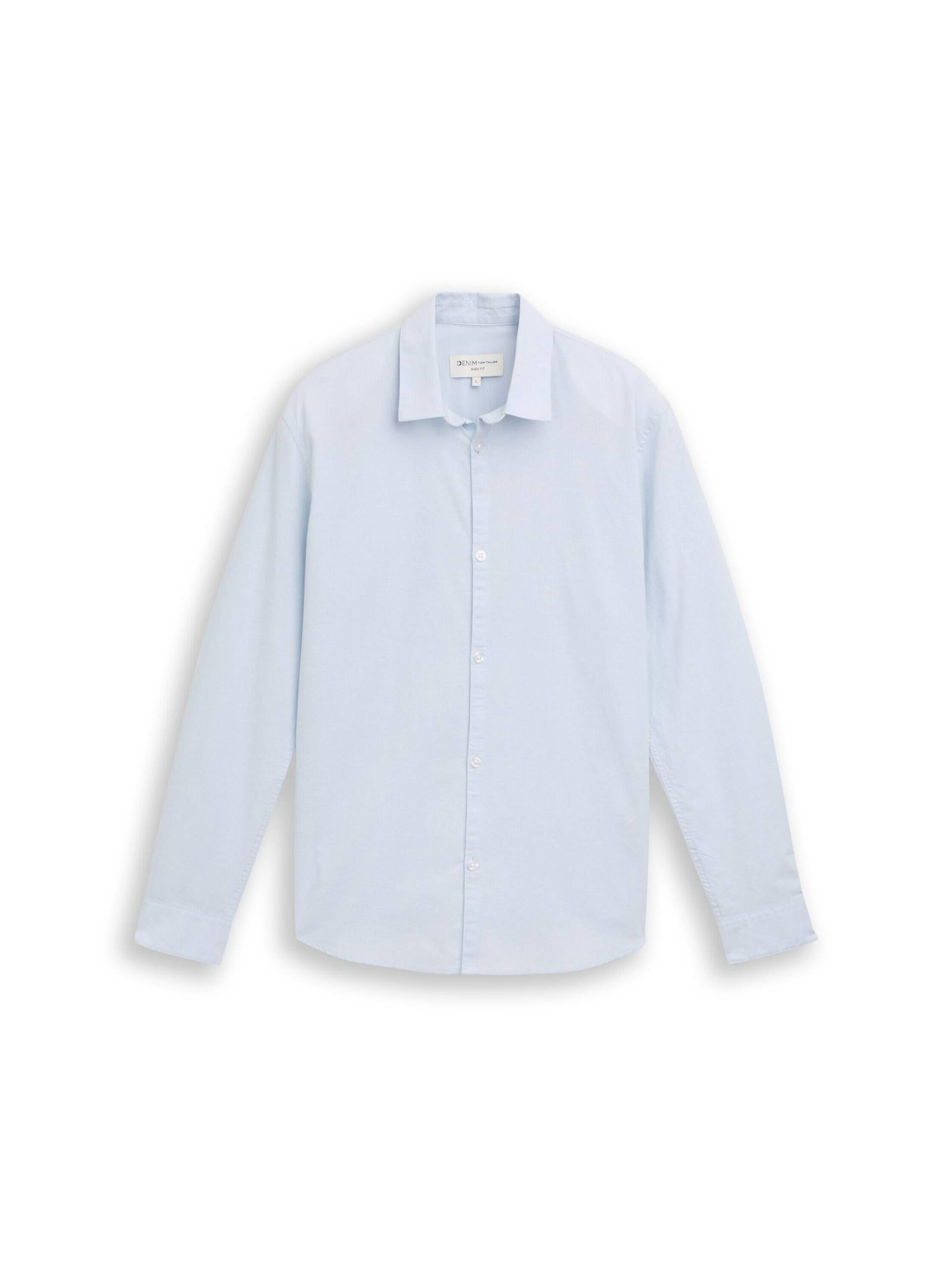 Denim Tom Tailor - Basic Fit Hemd aus Baumwolle light blue white chambray - Gr. - XL von Denim Tom Tailor