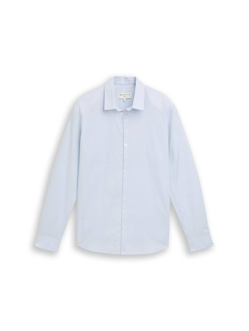 Denim Tom Tailor - Basic Fit Hemd aus Baumwolle light blue white chambray - Gr. - XL von Denim Tom Tailor