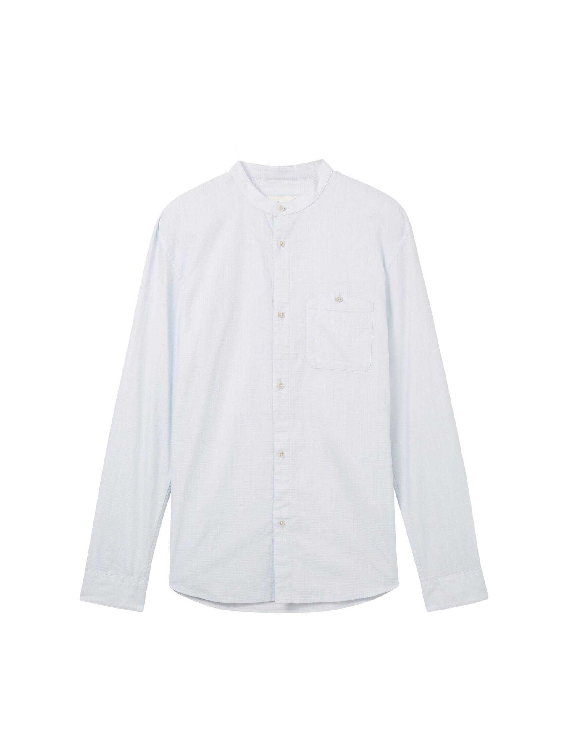 Denim Tom Tailor - Basic Fit Hemd mit Stehkragen light herringbone structure - Gr. - S von Denim Tom Tailor