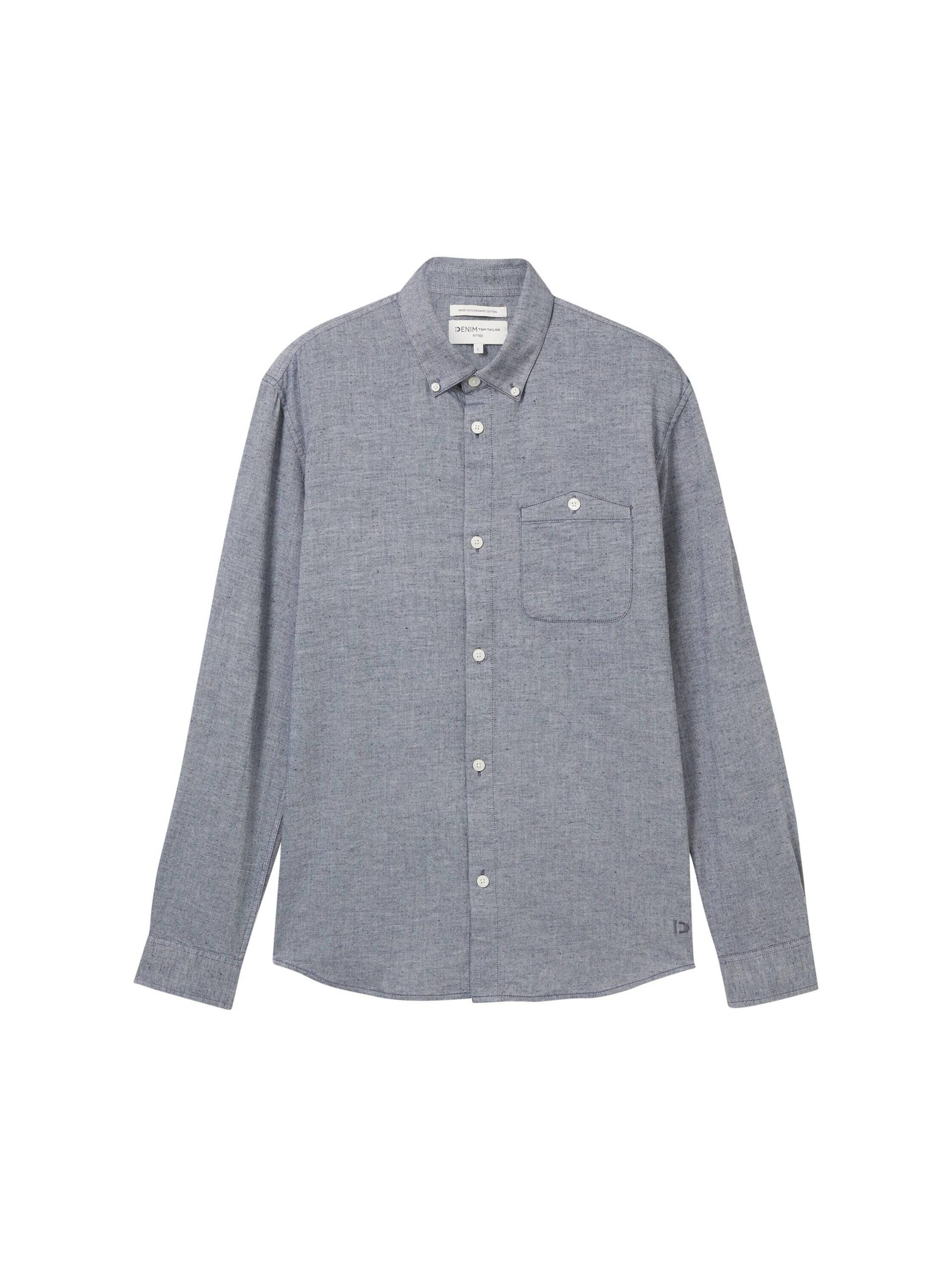 Denim Tom Tailor - Basic Hemd mit Brusttasche navy melange - Gr. - XL von Denim Tom Tailor