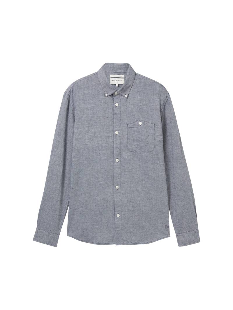Denim Tom Tailor - Basic Hemd mit Brusttasche navy melange - Gr. - XL von Denim Tom Tailor