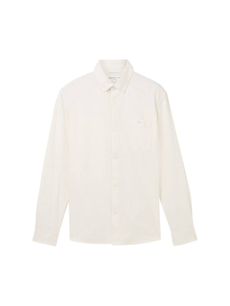 Denim Tom Tailor - Basic Hemd mit Brusttasche off white melange - Gr. - S von Denim Tom Tailor