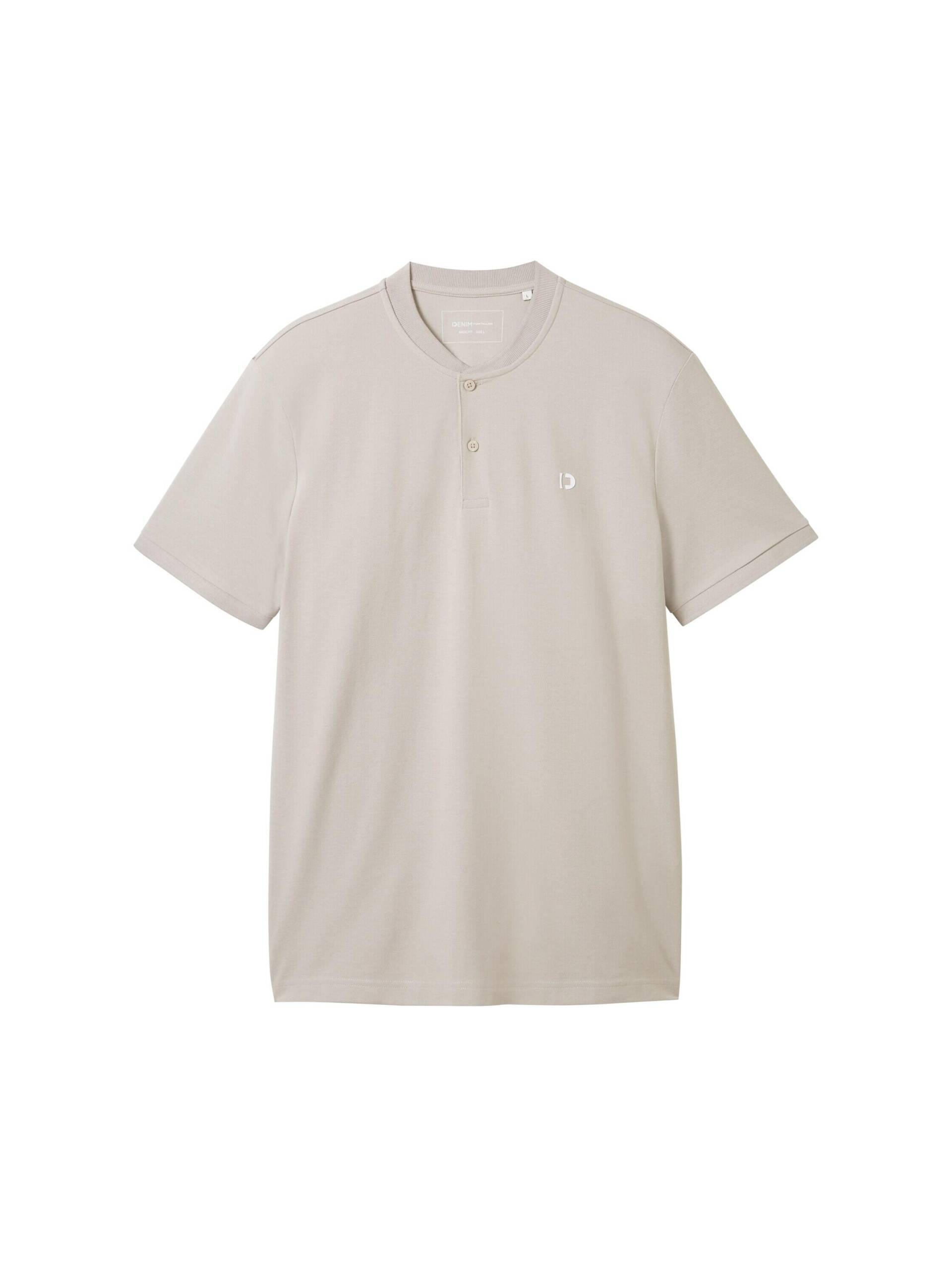 Denim Tom Tailor - Basic Poloshirt mit Bomberkragen light dove grey - Gr. - XXL von Denim Tom Tailor