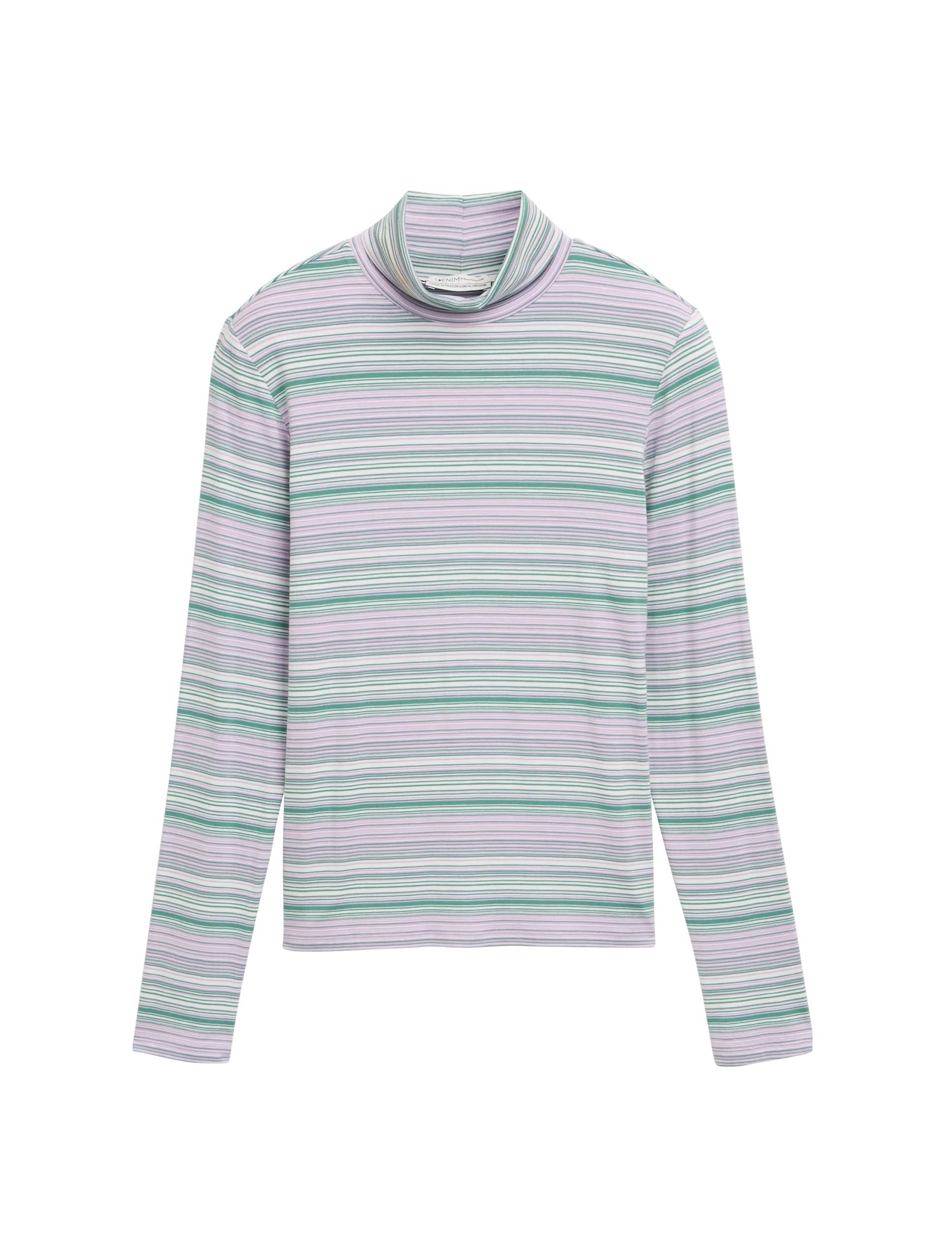 Denim Tom Tailor - Basic Rollkragenshirt lilac green colorflow stripe - Gr. - XS von Denim Tom Tailor