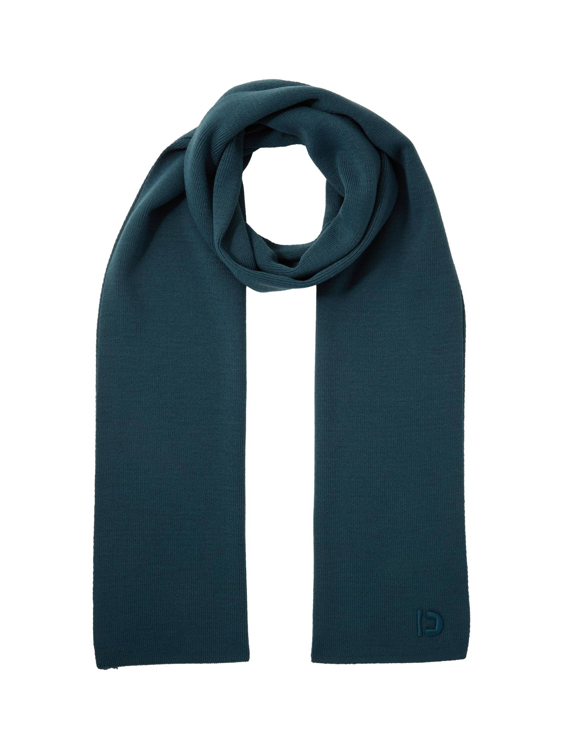 Denim Tom Tailor - Basic Schal mit Logo-Stickerei deep pond green - Gr. - OS von Denim Tom Tailor
