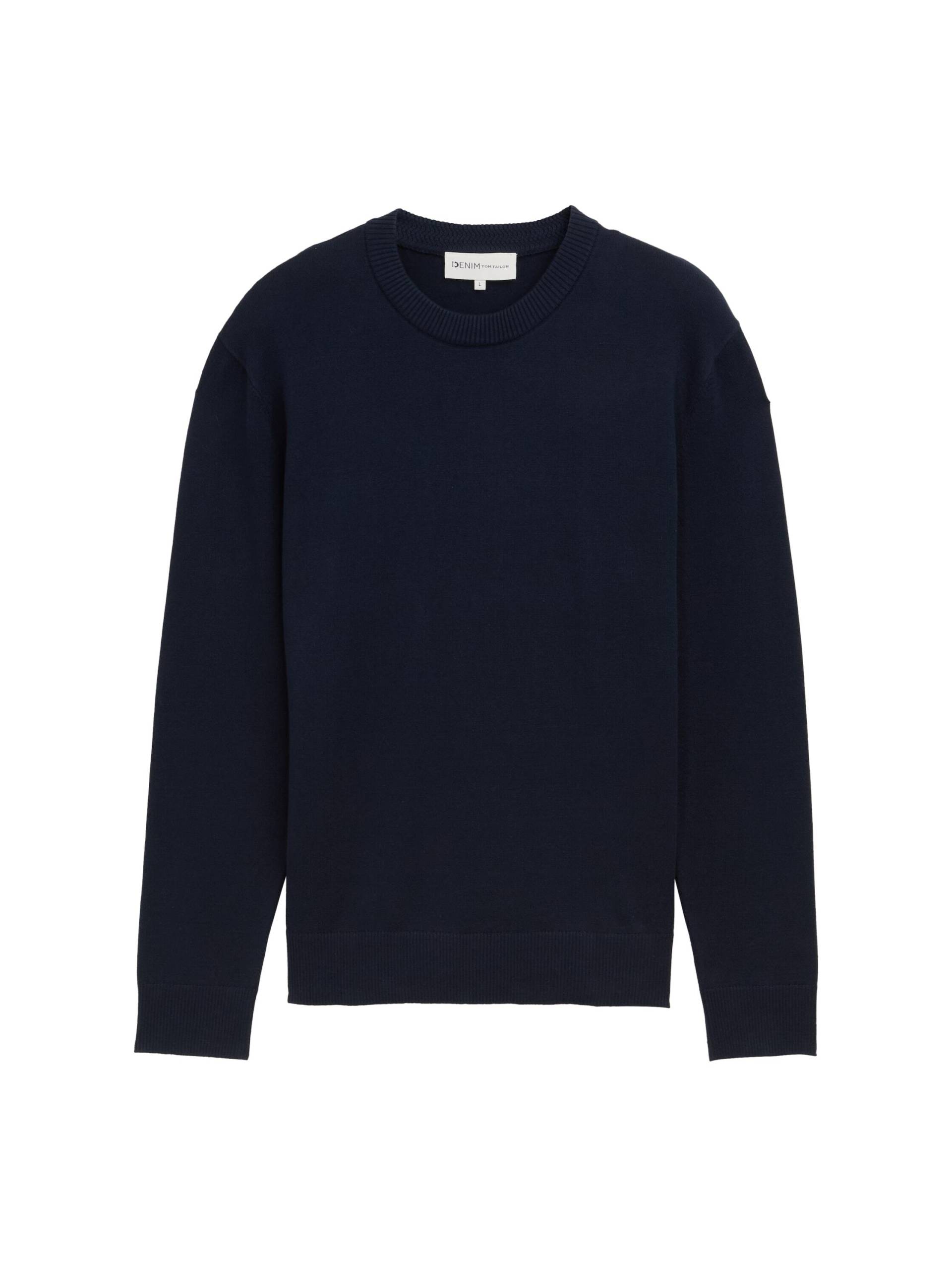 Denim Tom Tailor - Basic Strickpullover aus Baumwolle dark navy - Gr. - XXL von Denim Tom Tailor