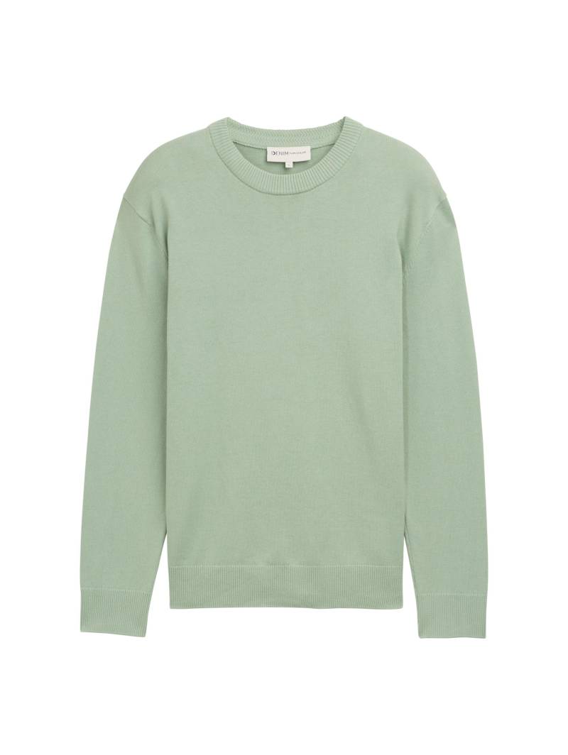 Denim Tom Tailor - Basic Strickpullover aus Baumwolle fresh mint green - Gr. - L von Denim Tom Tailor