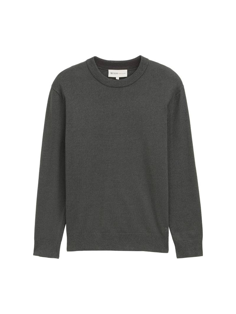 Denim Tom Tailor - Basic Strickpullover aus Baumwolle green grey mouline - Gr. - XL von Denim Tom Tailor