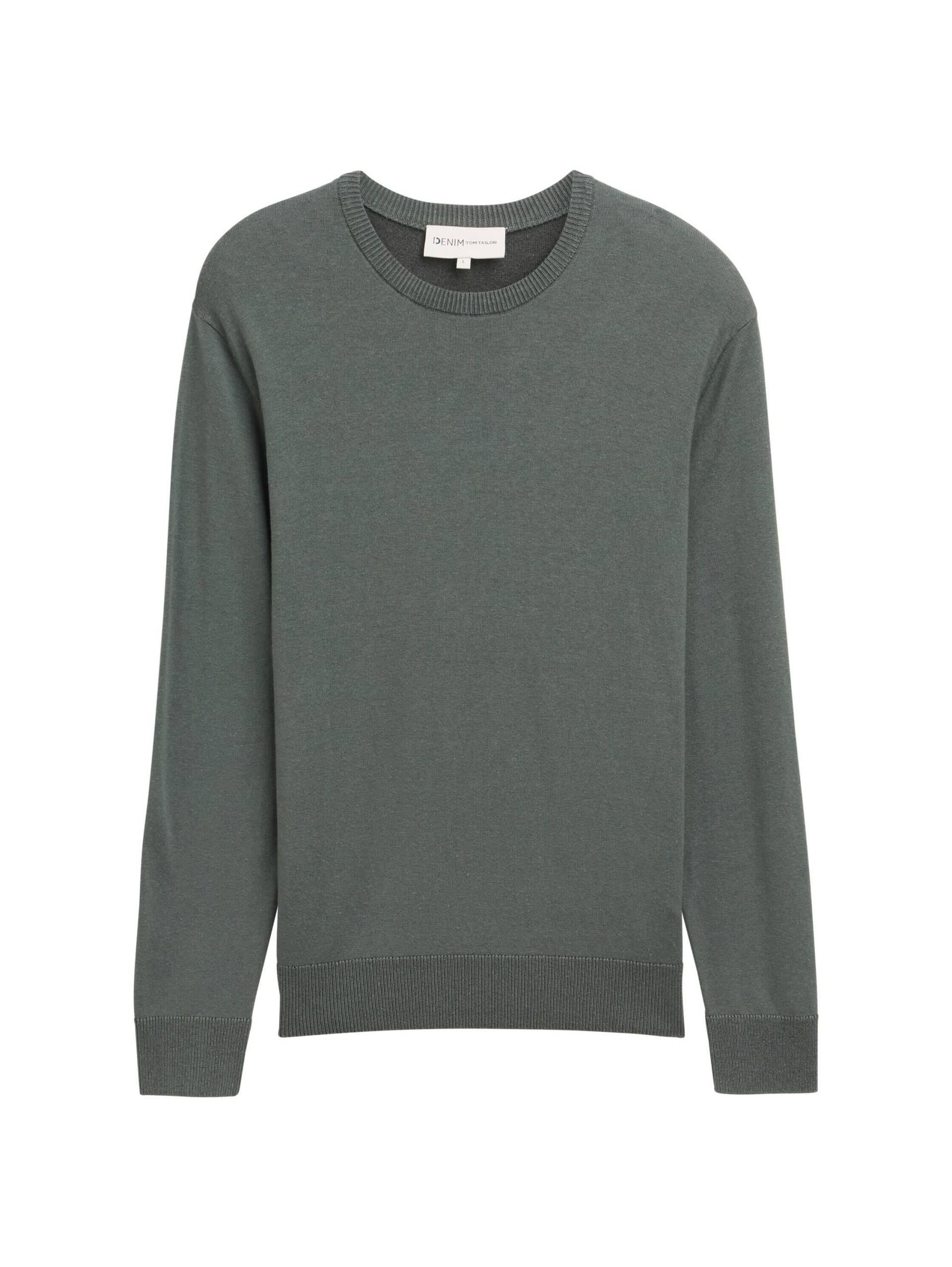 Denim Tom Tailor - Basic Strickpullover wash green plated design - Gr. - S von Denim Tom Tailor
