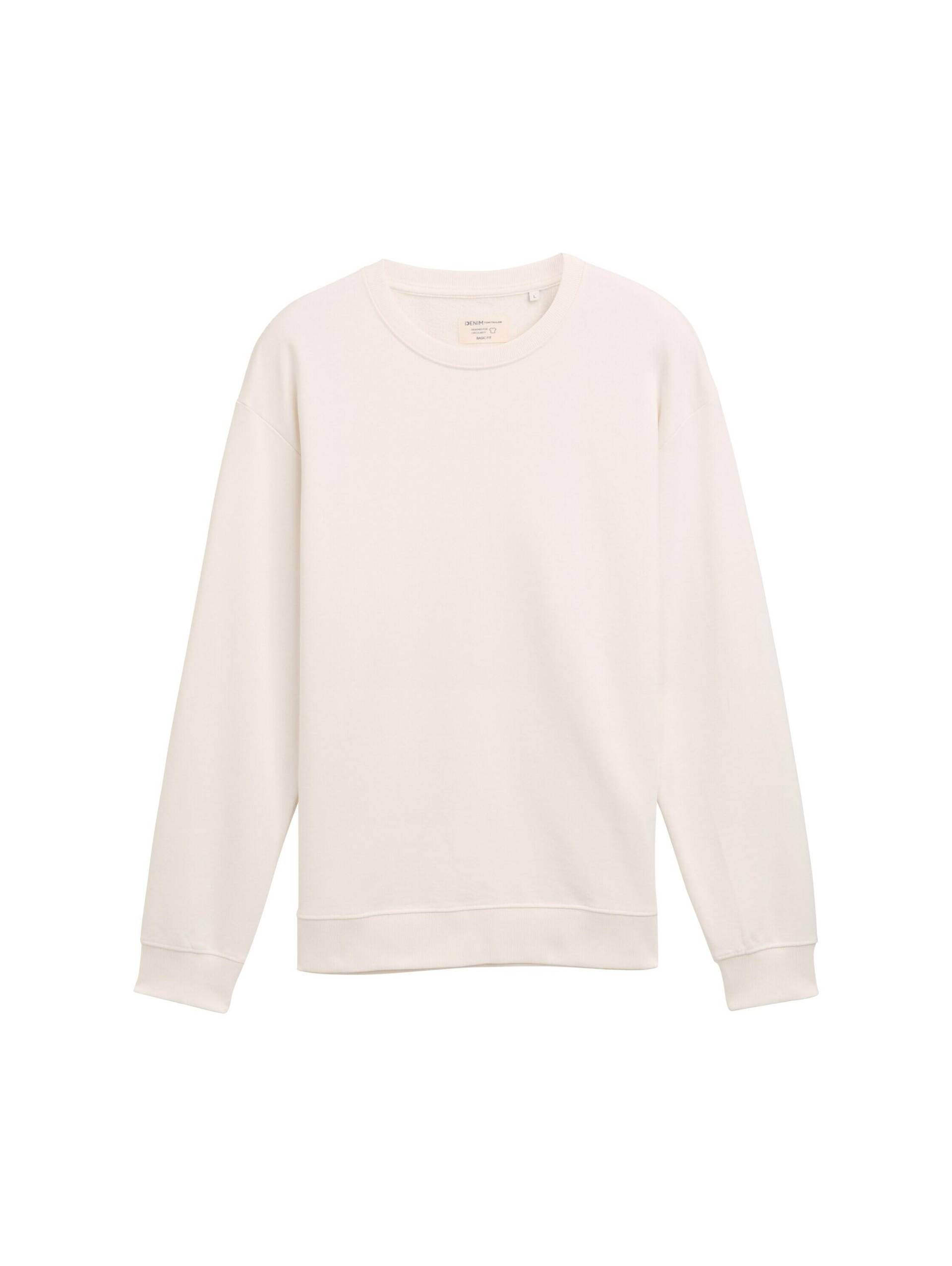 Denim Tom Tailor - Basic Sweatshirt aus Baumwolle gardenia white - Gr. - L von Denim Tom Tailor