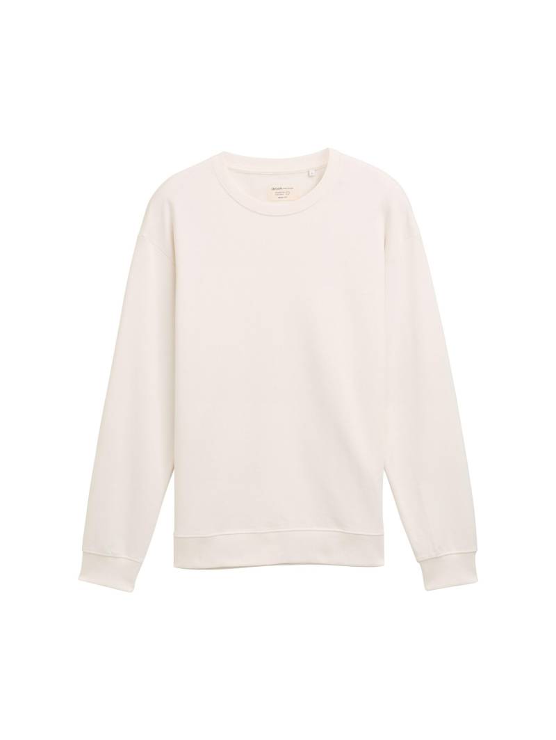 Denim Tom Tailor - Basic Sweatshirt aus Baumwolle gardenia white - Gr. - M von Denim Tom Tailor