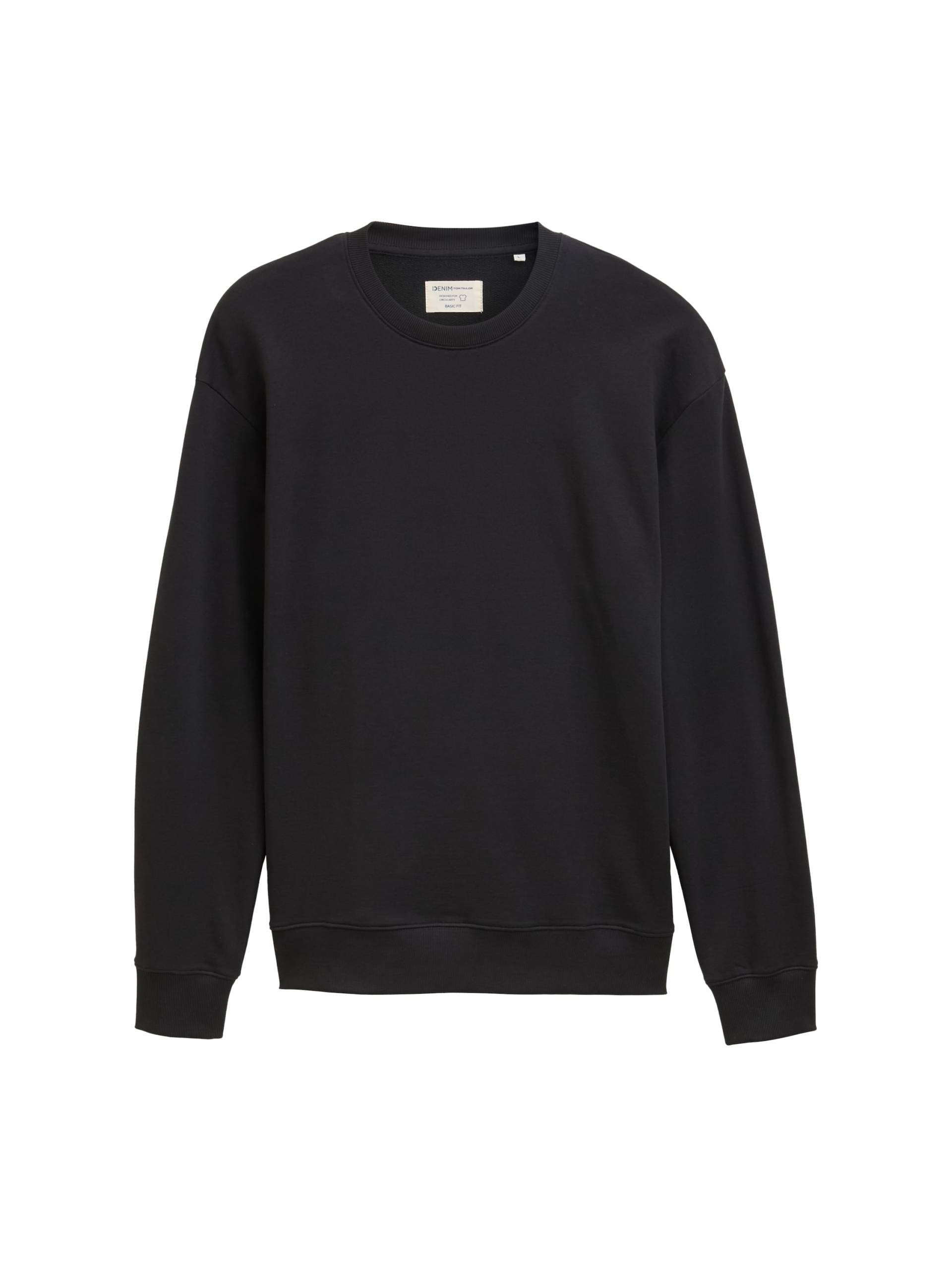 Denim Tom Tailor - Basic Sweatshirt aus Baumwolle night watch black - Gr. - L von Denim Tom Tailor