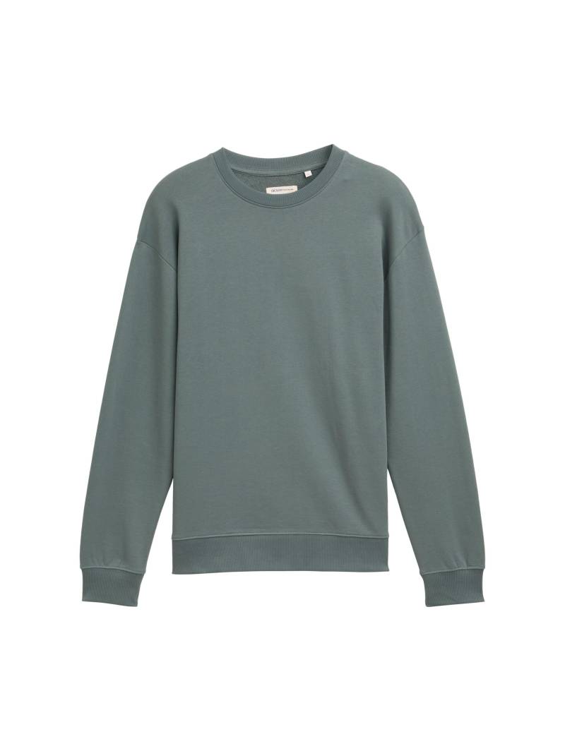 Denim Tom Tailor - Basic Sweatshirt aus Baumwolle washed jasper green - Gr. - L von Denim Tom Tailor