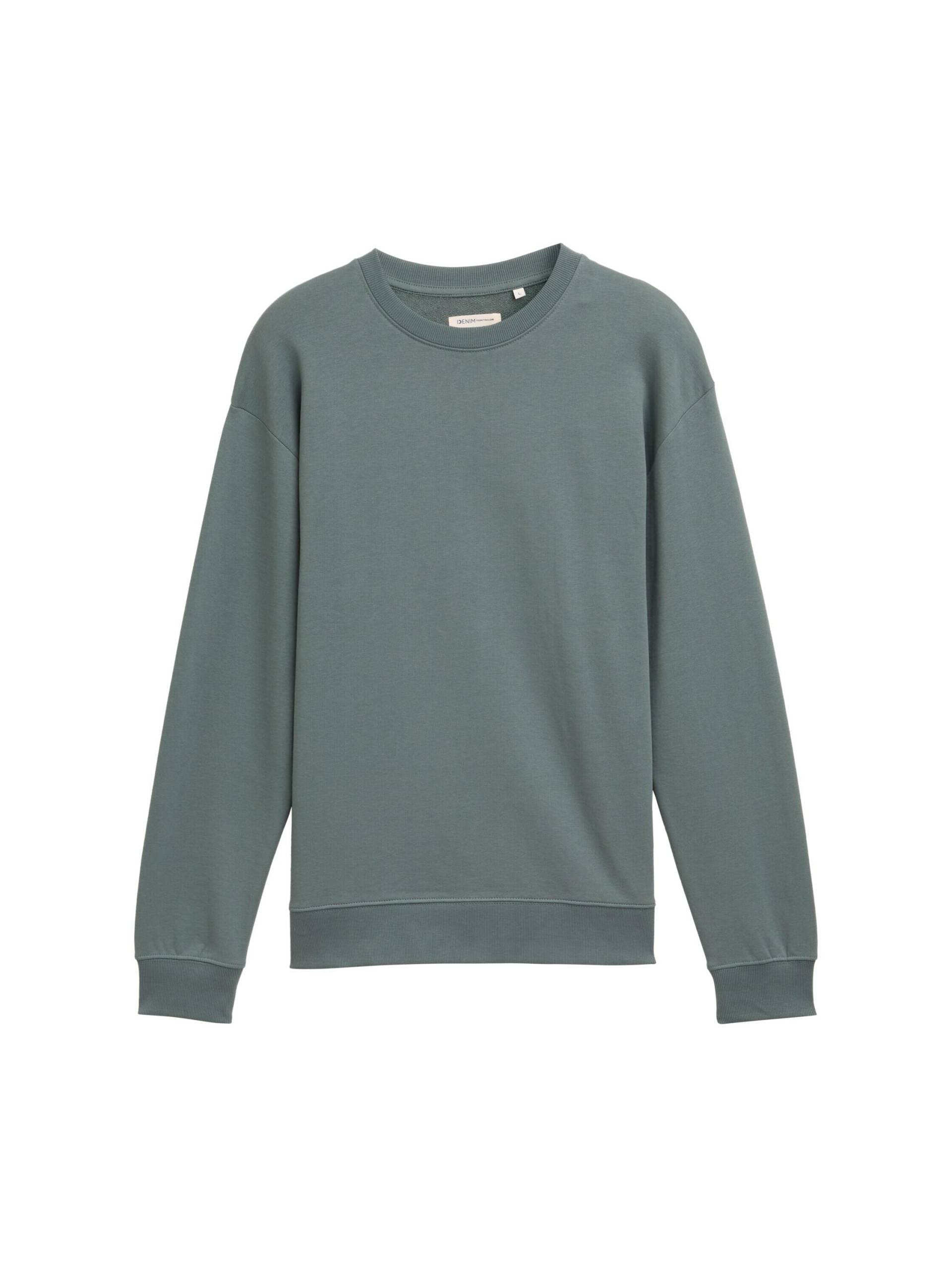 Denim Tom Tailor - Basic Sweatshirt aus Baumwolle washed jasper green - Gr. - M von Denim Tom Tailor