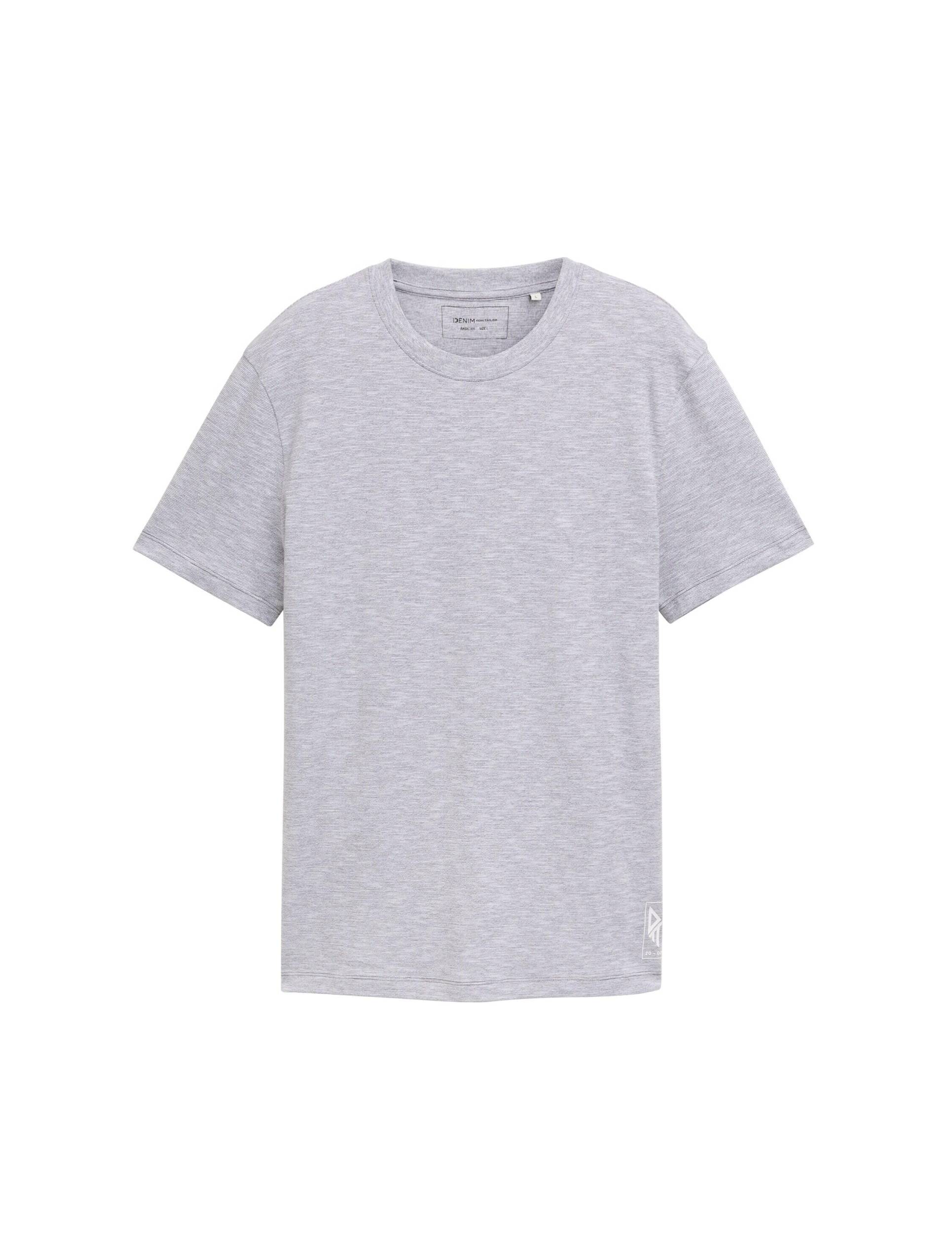 Denim Tom Tailor - Basic T-Shirt in Melange-Optik pavement grey - Gr. - S von Denim Tom Tailor