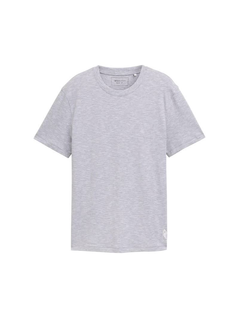 Denim Tom Tailor - Basic T-Shirt in Melange-Optik pavement grey - Gr. - S von Denim Tom Tailor
