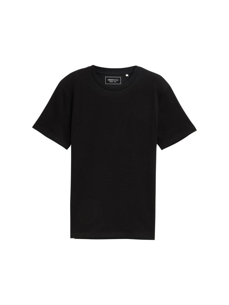 Denim Tom Tailor - Basic T-Shirt in Waffelstruktur black - Gr. - L von Denim Tom Tailor