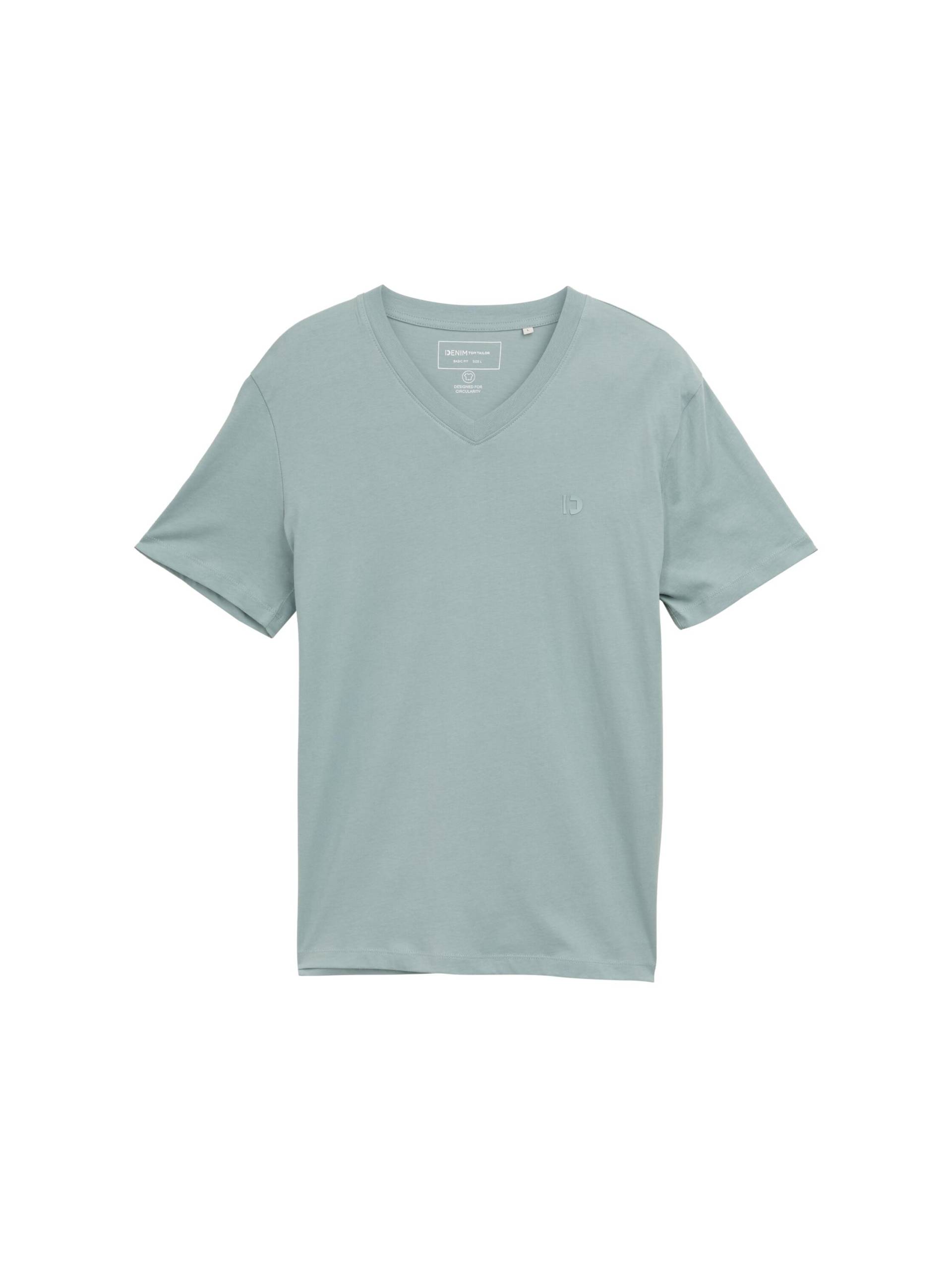 Denim Tom Tailor - Basic T-Shirt mit V-Ausschnitt light ice blue - Gr. - XXL von Denim Tom Tailor