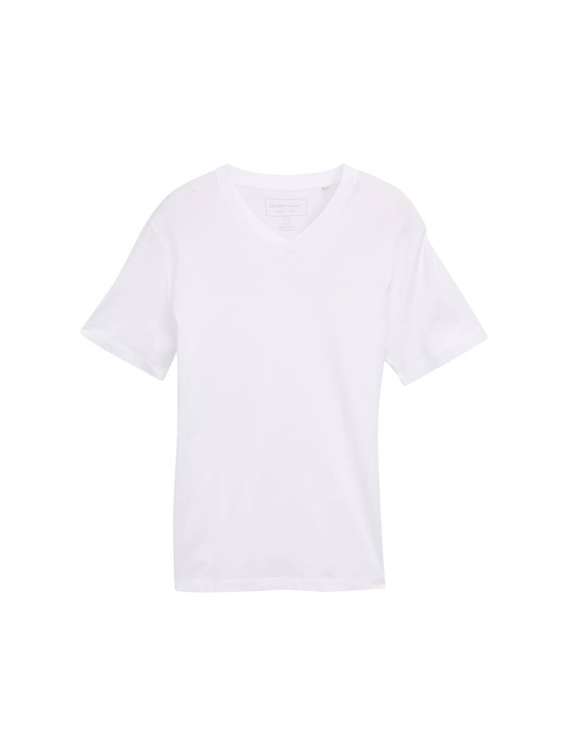 Denim Tom Tailor - Basic T-Shirt mit V-Ausschnitt white - Gr. - XXL von Denim Tom Tailor