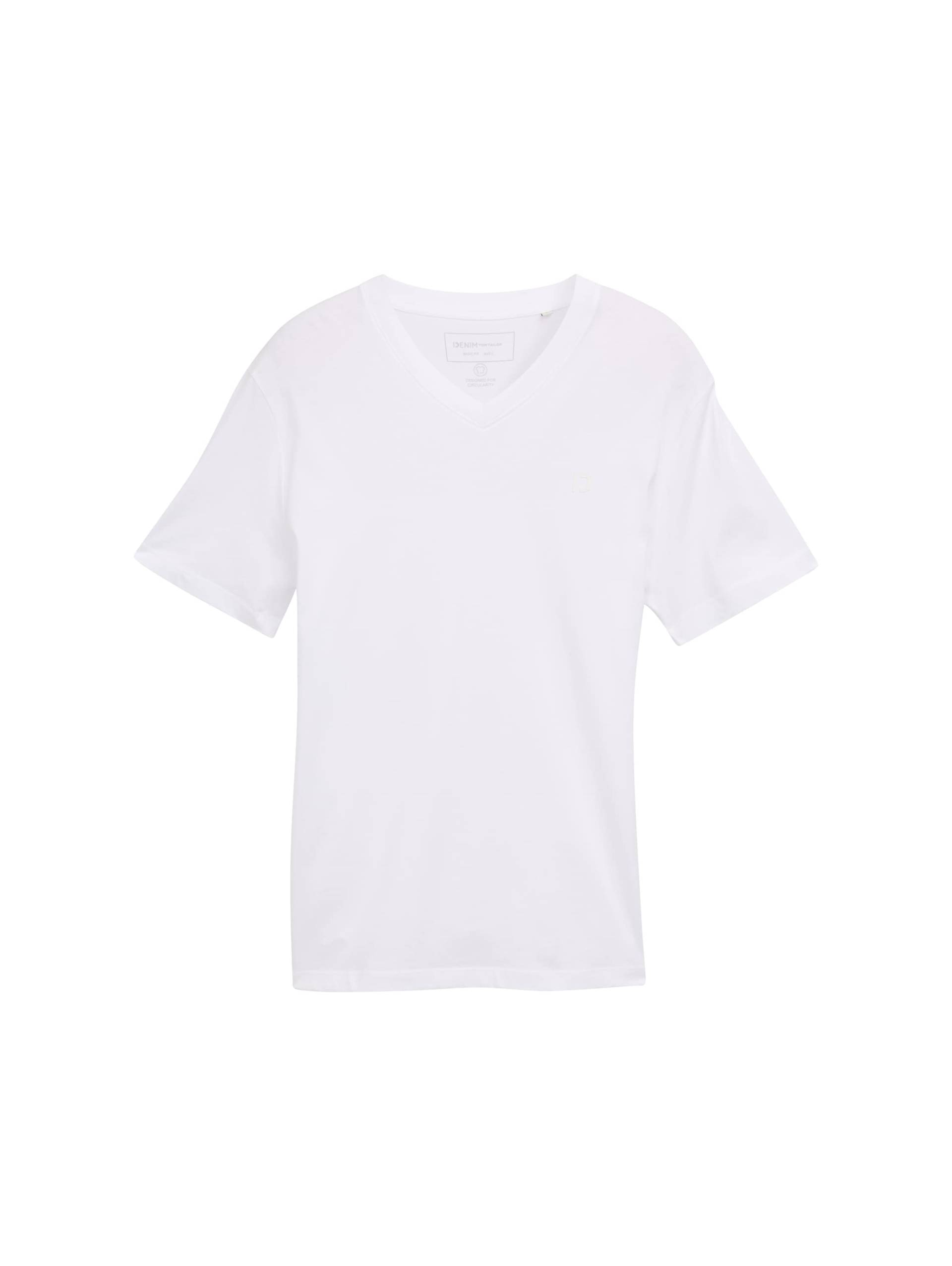 Denim Tom Tailor - Basic T-Shirt mit V-Ausschnitt white - Gr. - XXL von Denim Tom Tailor