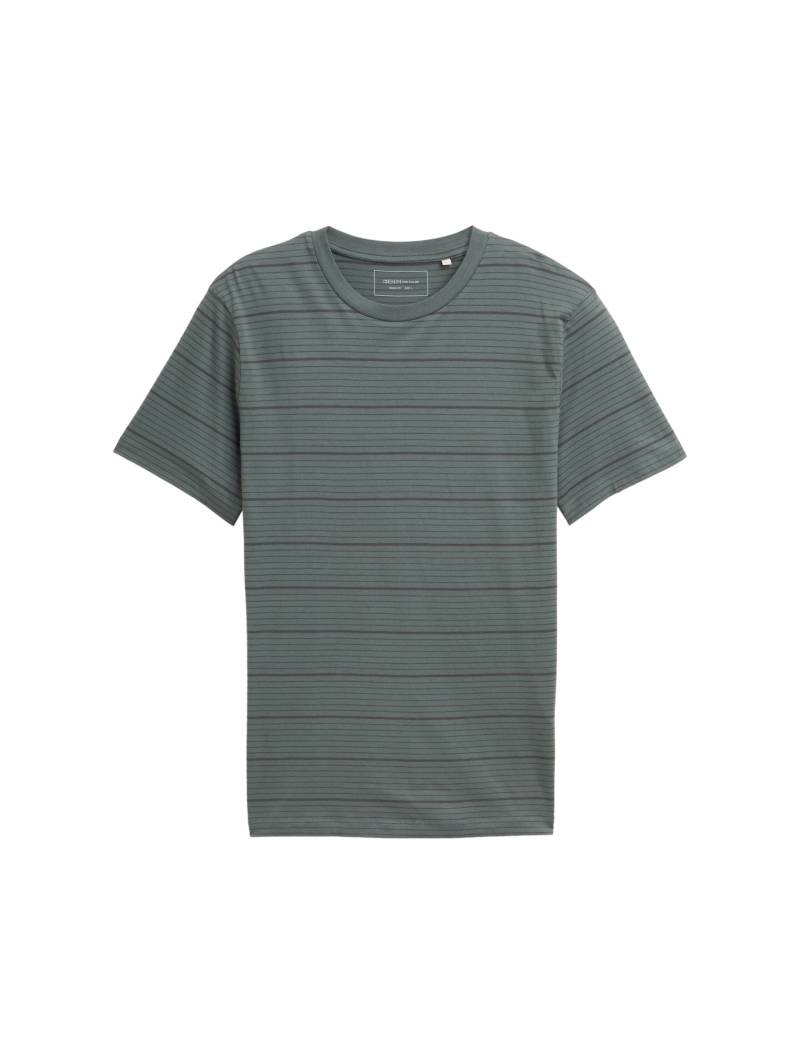 Denim Tom Tailor - Basic T-Shirt washed green grey fine stripe - Gr. - S von Denim Tom Tailor