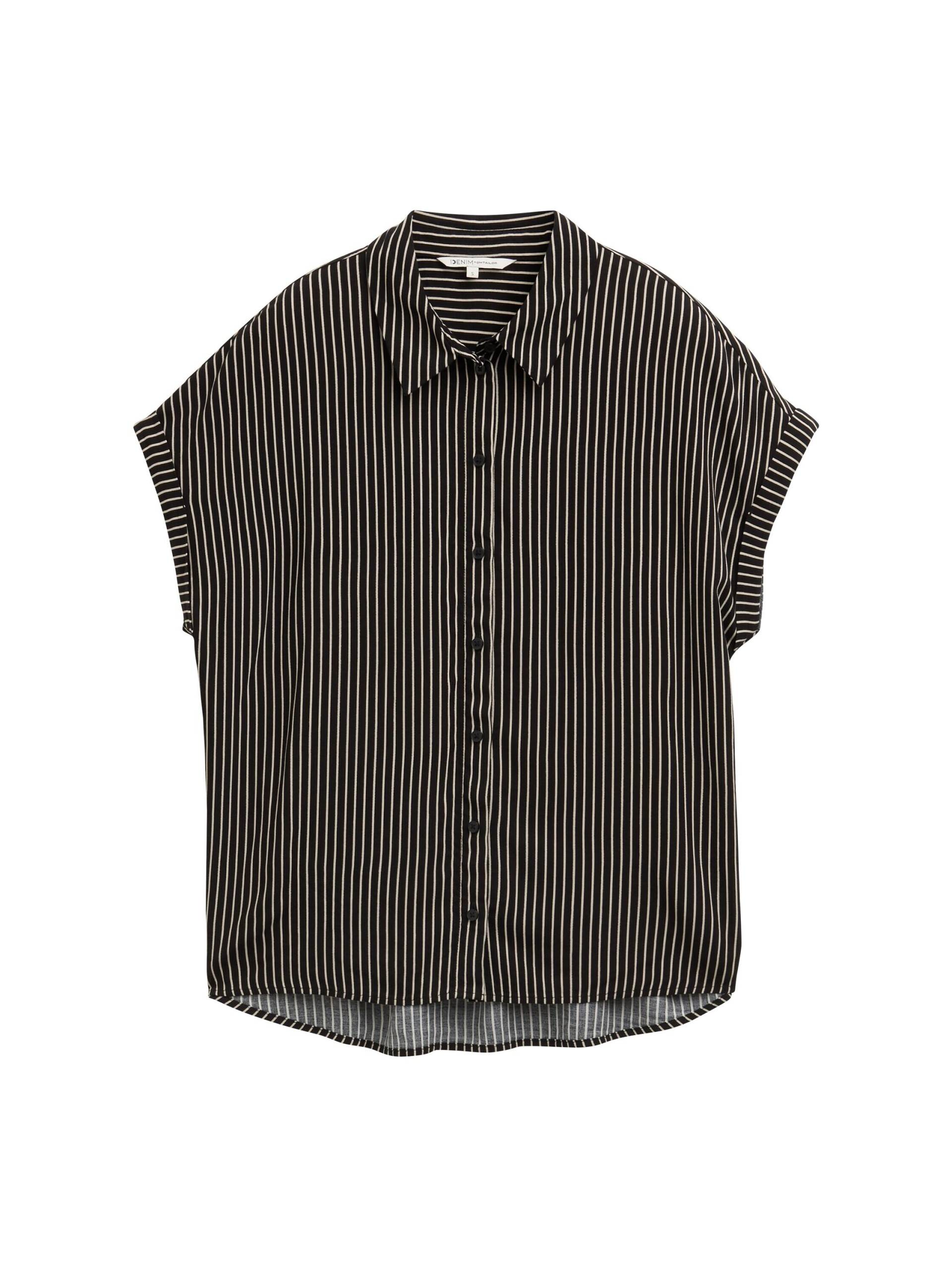 Denim Tom Tailor - Bluse aus Viskose black beige stripe - Gr. - M von Denim Tom Tailor