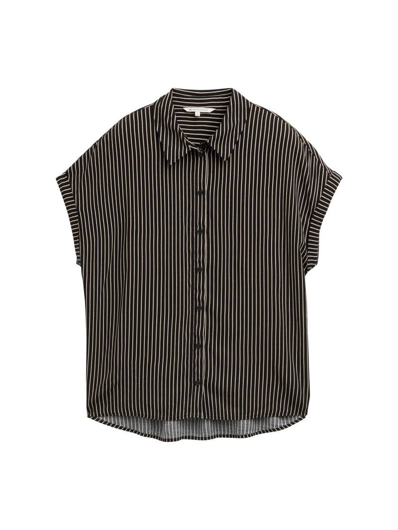 Denim Tom Tailor - Bluse aus Viskose black beige stripe - Gr. - M von Denim Tom Tailor