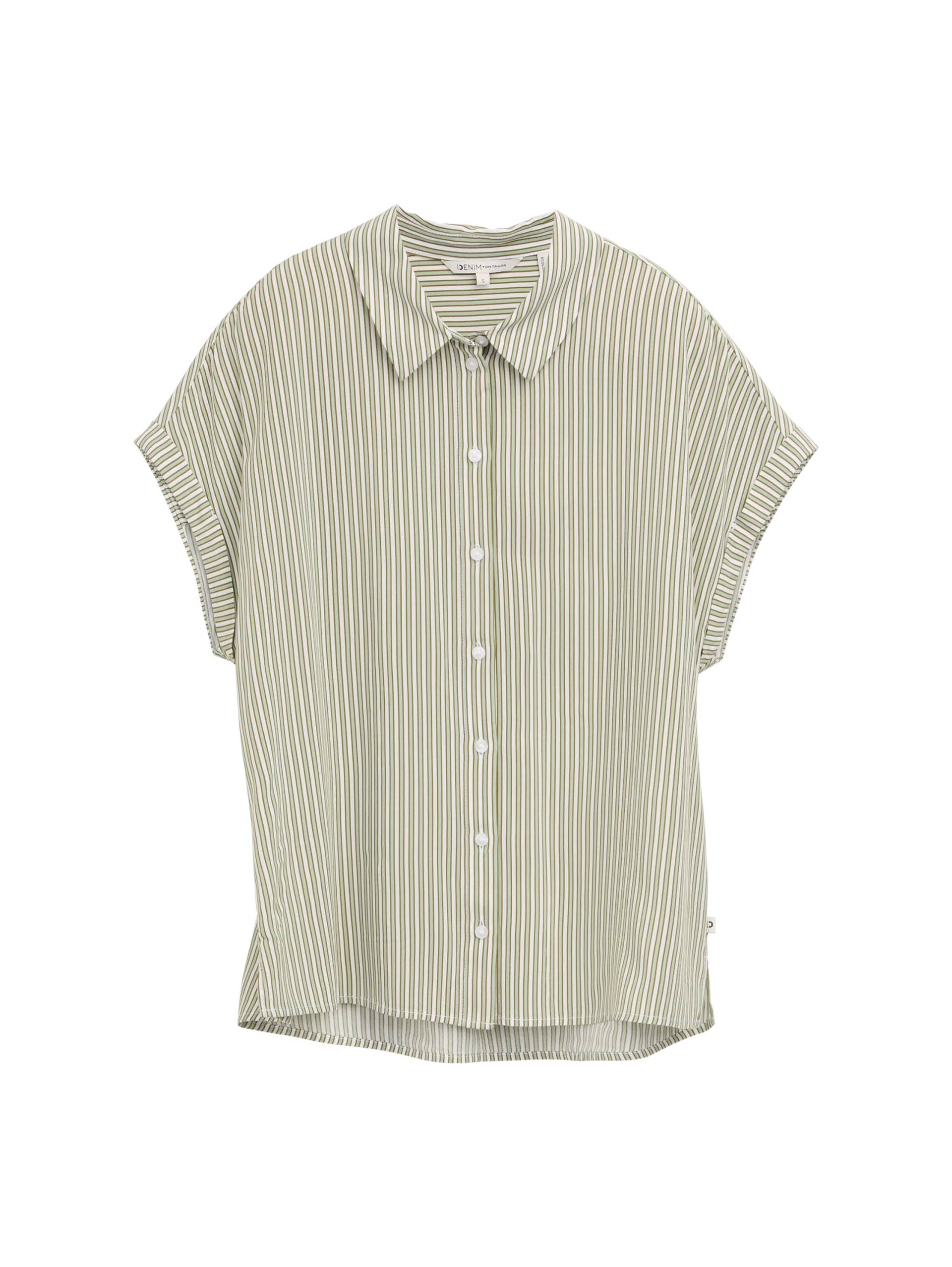 Denim Tom Tailor - Bluse aus Viskose vertical green white stripe - Gr. - S von Denim Tom Tailor