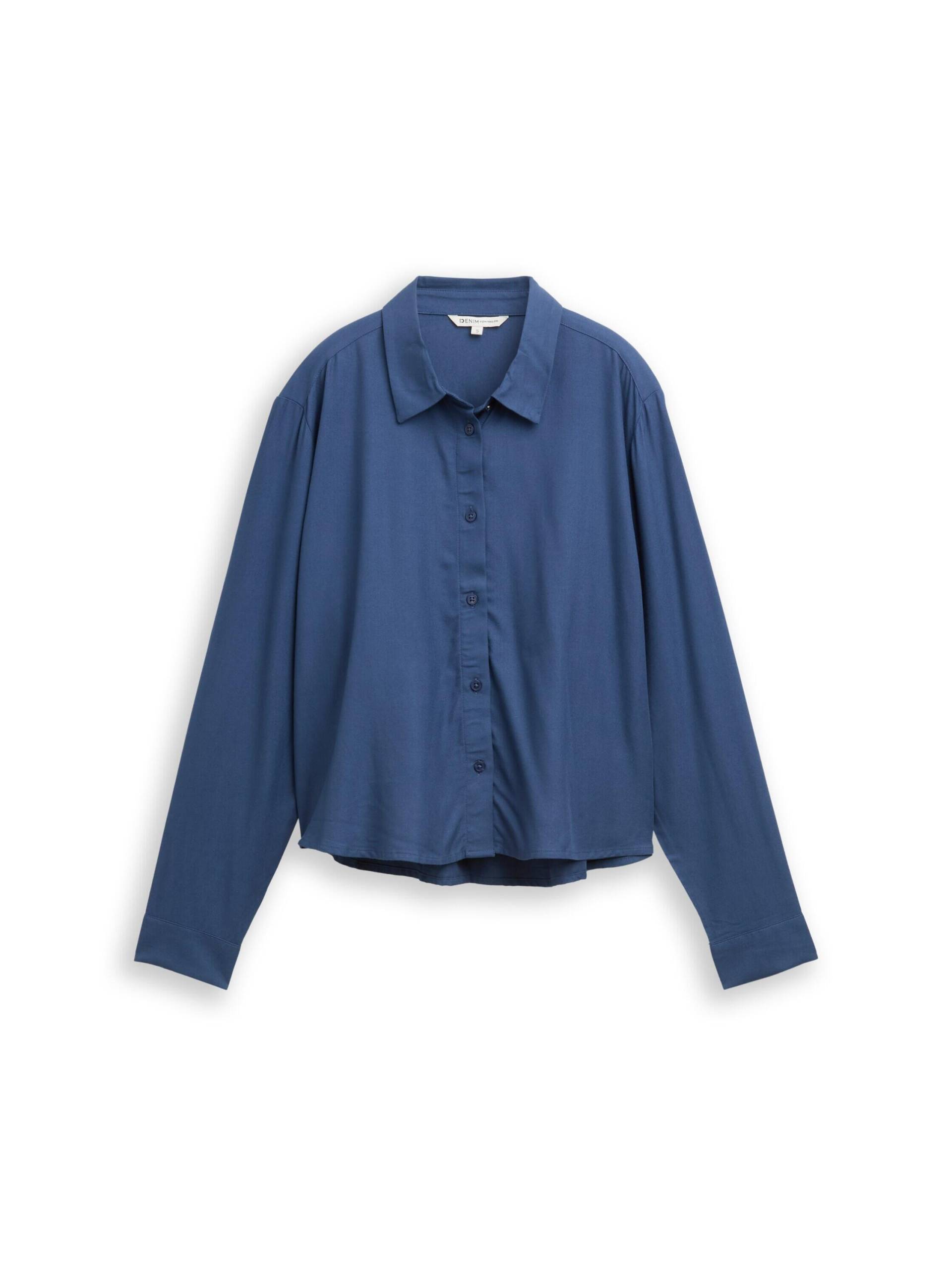Denim Tom Tailor - Bluse mit Knopfleiste dark duck blue - Gr. - S von Denim Tom Tailor