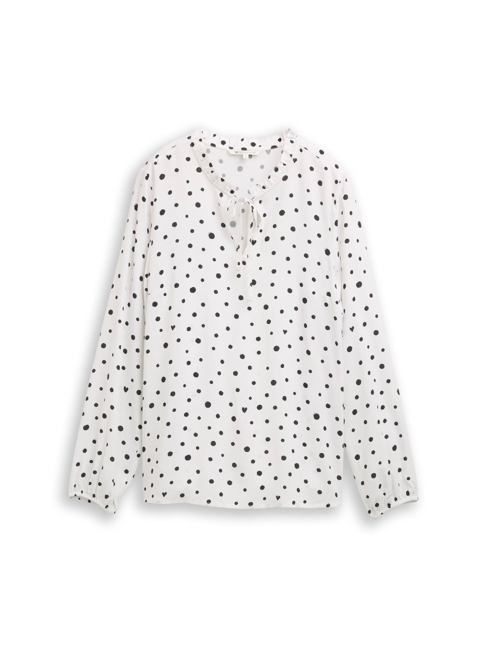 Denim Tom Tailor - Bluse mit Punktmuster small offwhite black dot print - Gr. - S von Denim Tom Tailor