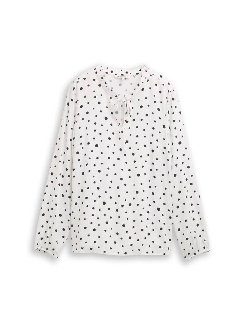 Denim Tom Tailor - Bluse mit Punktmuster small offwhite black dot print - Gr. - XS von Denim Tom Tailor