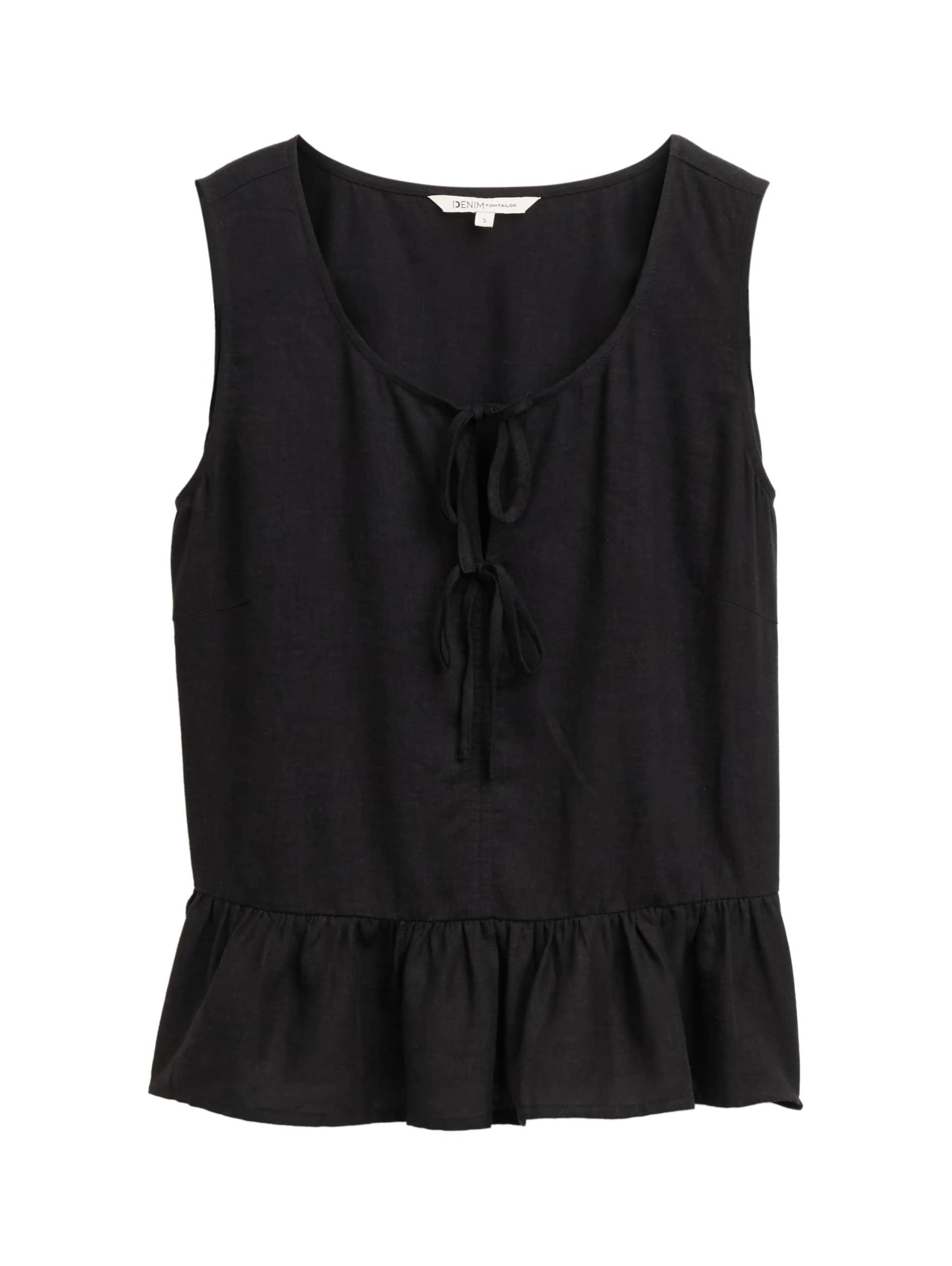 Denim Tom Tailor - Blusentop mit Leinenanteil deep black - Gr. - L von Denim Tom Tailor
