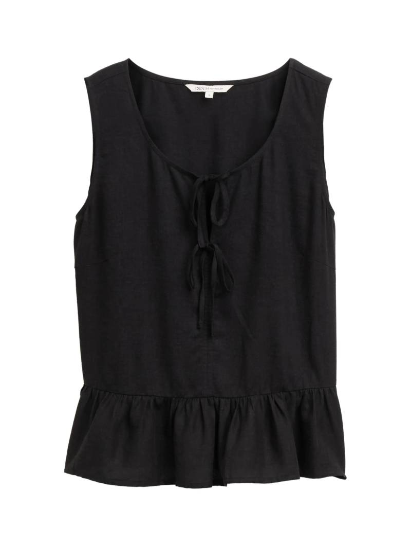 Denim Tom Tailor - Blusentop mit Leinenanteil deep black - Gr. - L von Denim Tom Tailor