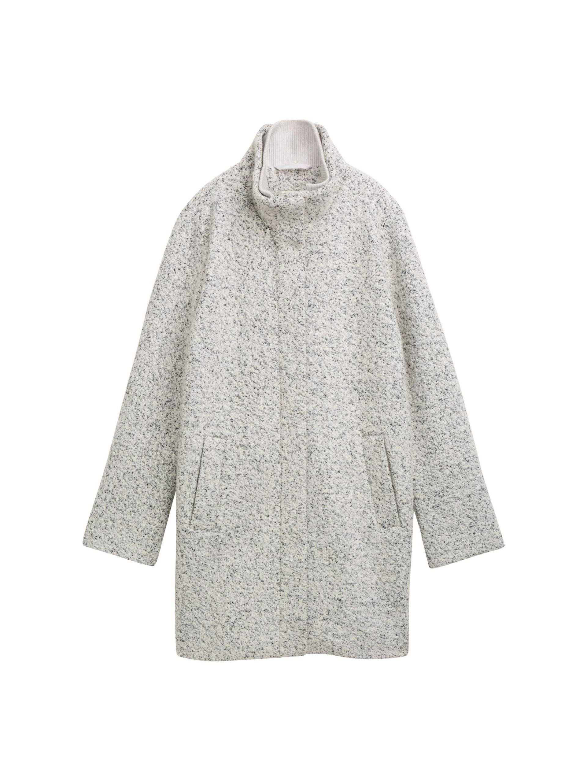 Denim Tom Tailor - Bouclé Wollmantel mit Stehkragen white black boucle - Gr. - XL von Denim Tom Tailor