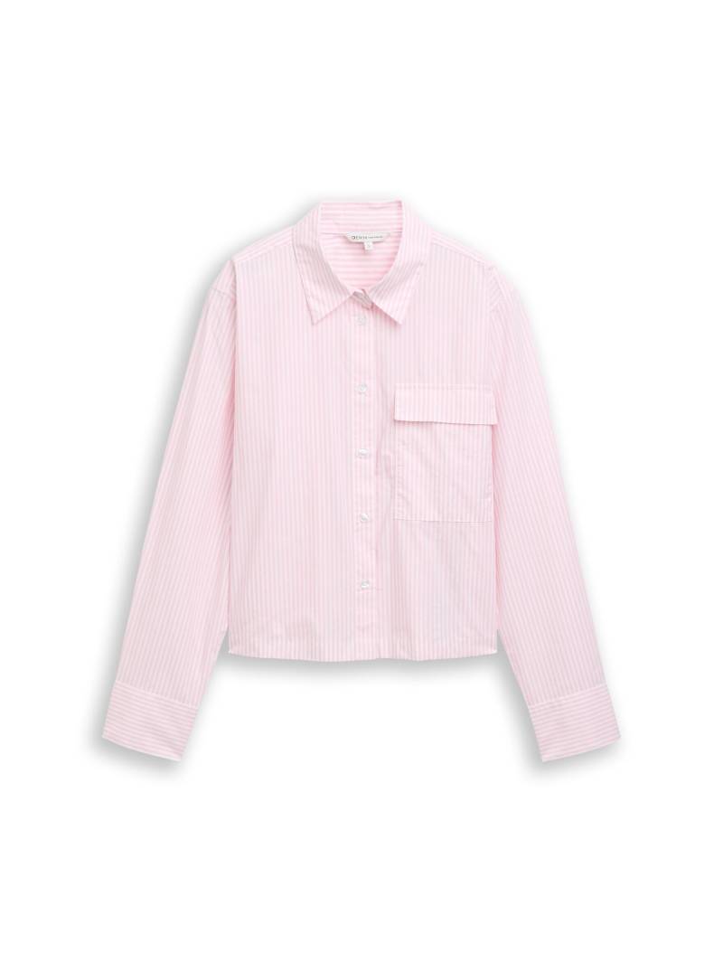 Denim Tom Tailor - Boxy Fit Hemdbluse aus Baumwolle soft mauve white stripe - Gr. - XS von Denim Tom Tailor