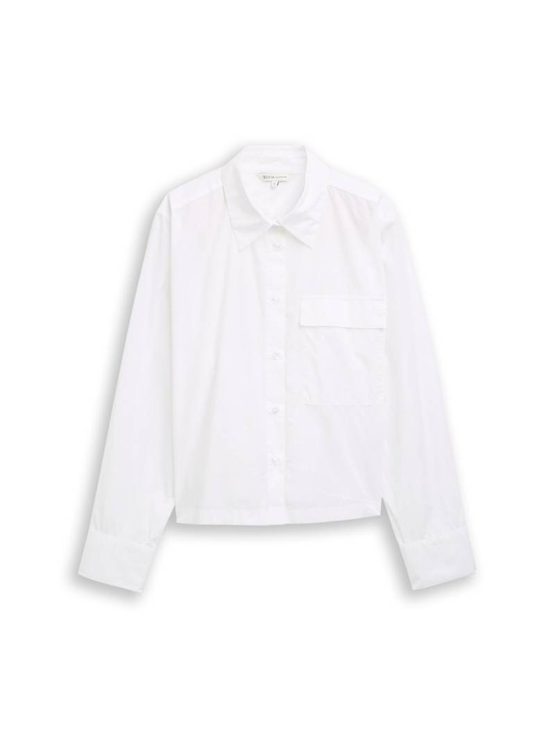 Denim Tom Tailor - Boxy Fit Hemdbluse aus Baumwolle white - Gr. - L von Denim Tom Tailor