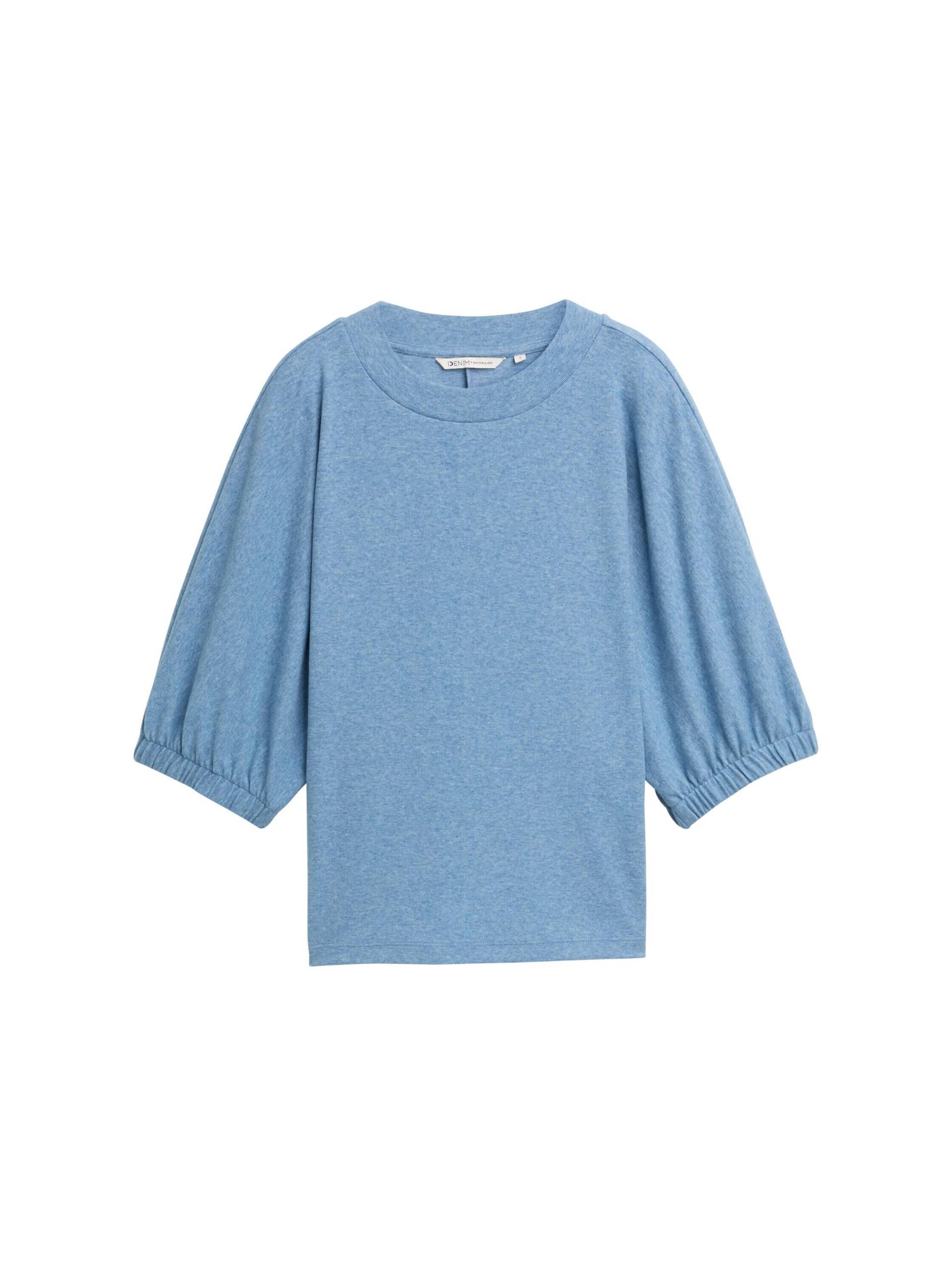 Denim Tom Tailor - Boxy Fit T-Shirt faded blue melange - Gr. - XL von Denim Tom Tailor