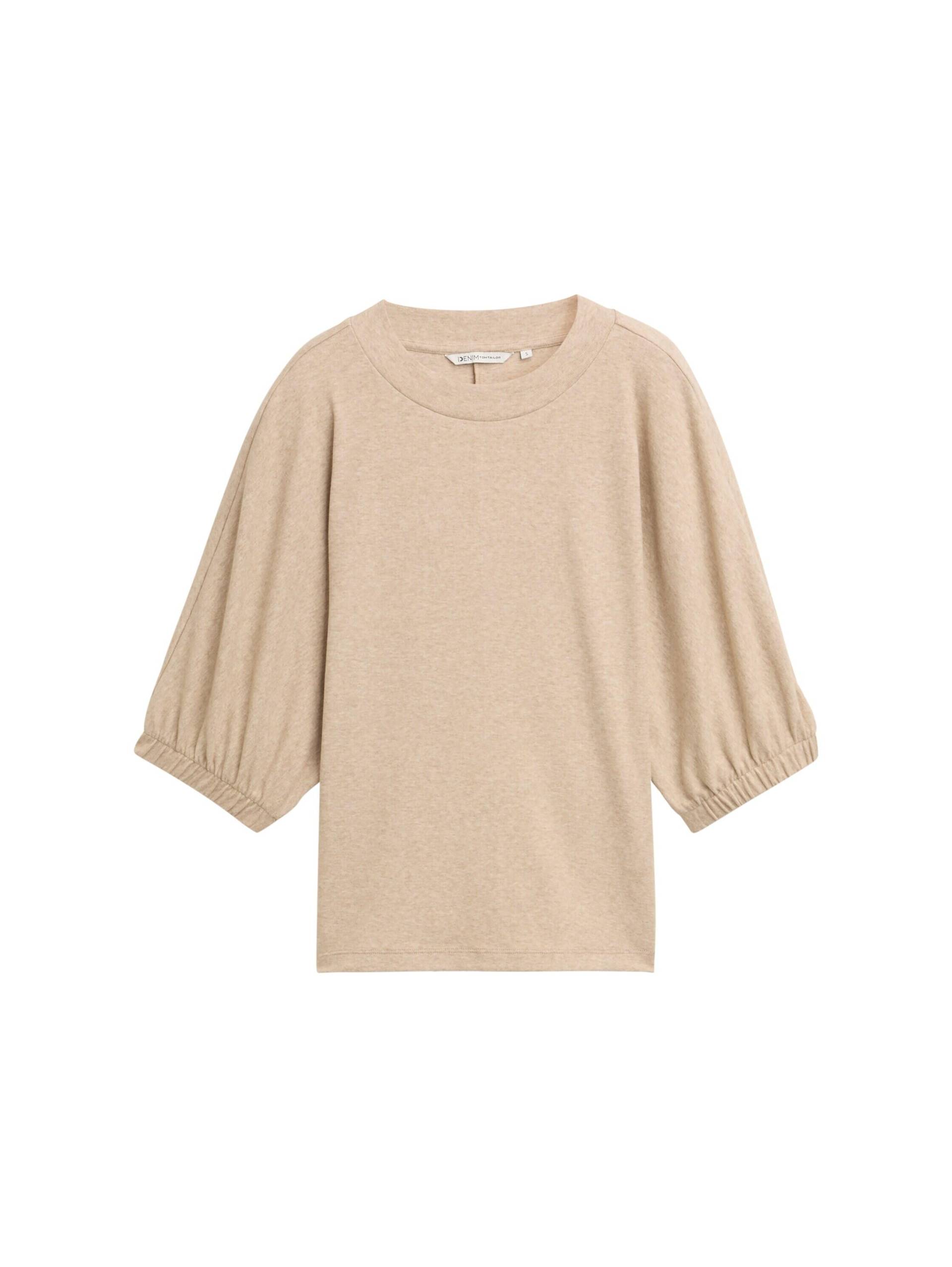 Denim Tom Tailor - Boxy Fit T-Shirt intense beige melange - Gr. - L von Denim Tom Tailor