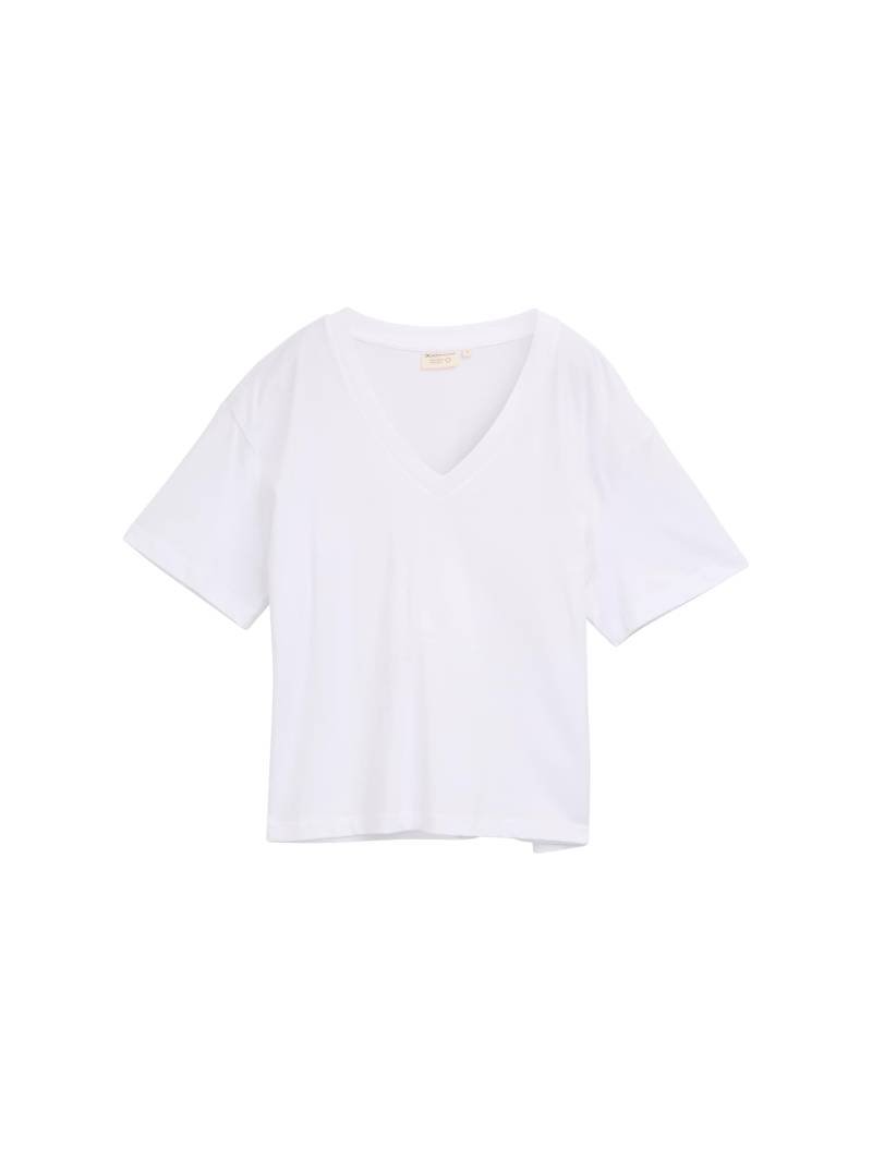 Denim Tom Tailor - Boxy Fit T-Shirt mit V-Ausschnitt white - Gr. - XS von Denim Tom Tailor