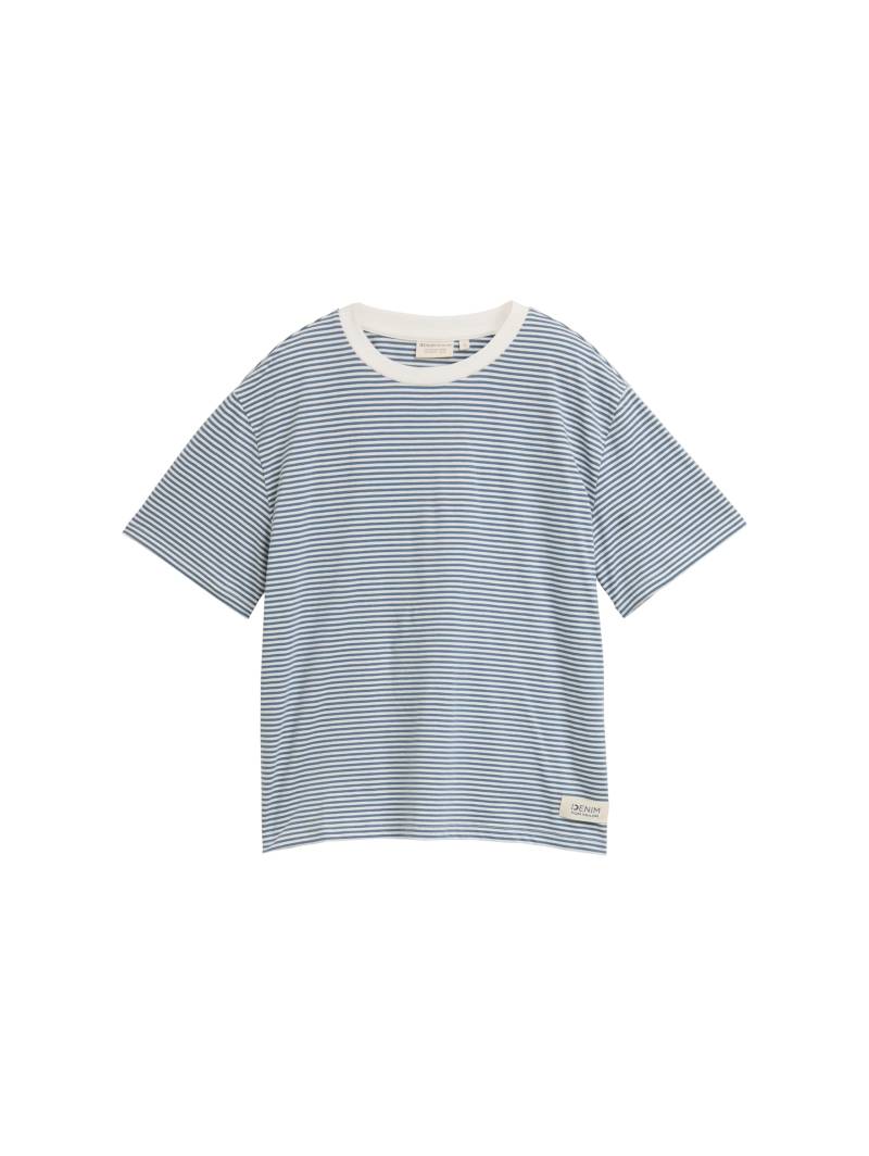 Denim Tom Tailor - Boxy Fit T-Shirt small dusty blue white stripe - Gr. - XL von Denim Tom Tailor