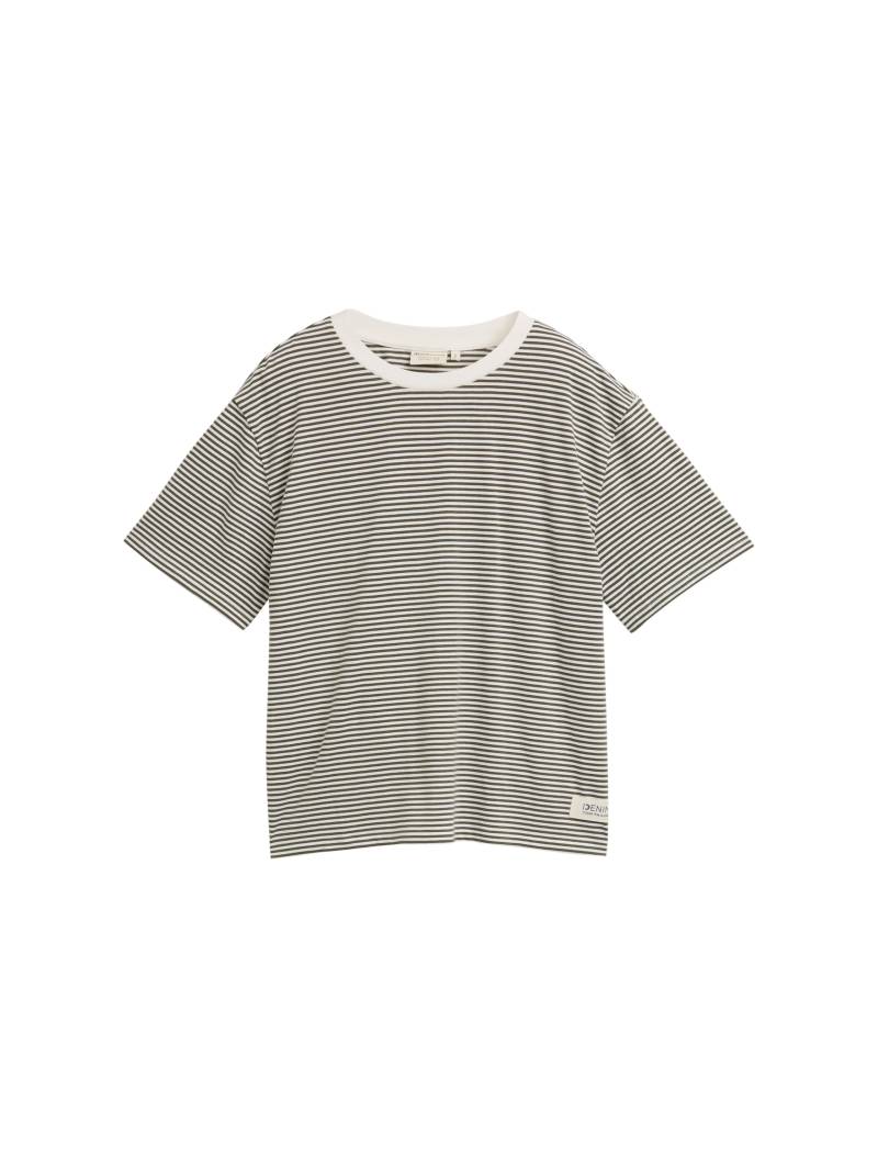 Denim Tom Tailor - Boxy Fit T-Shirt small olive white stripe - Gr. - XS von Denim Tom Tailor