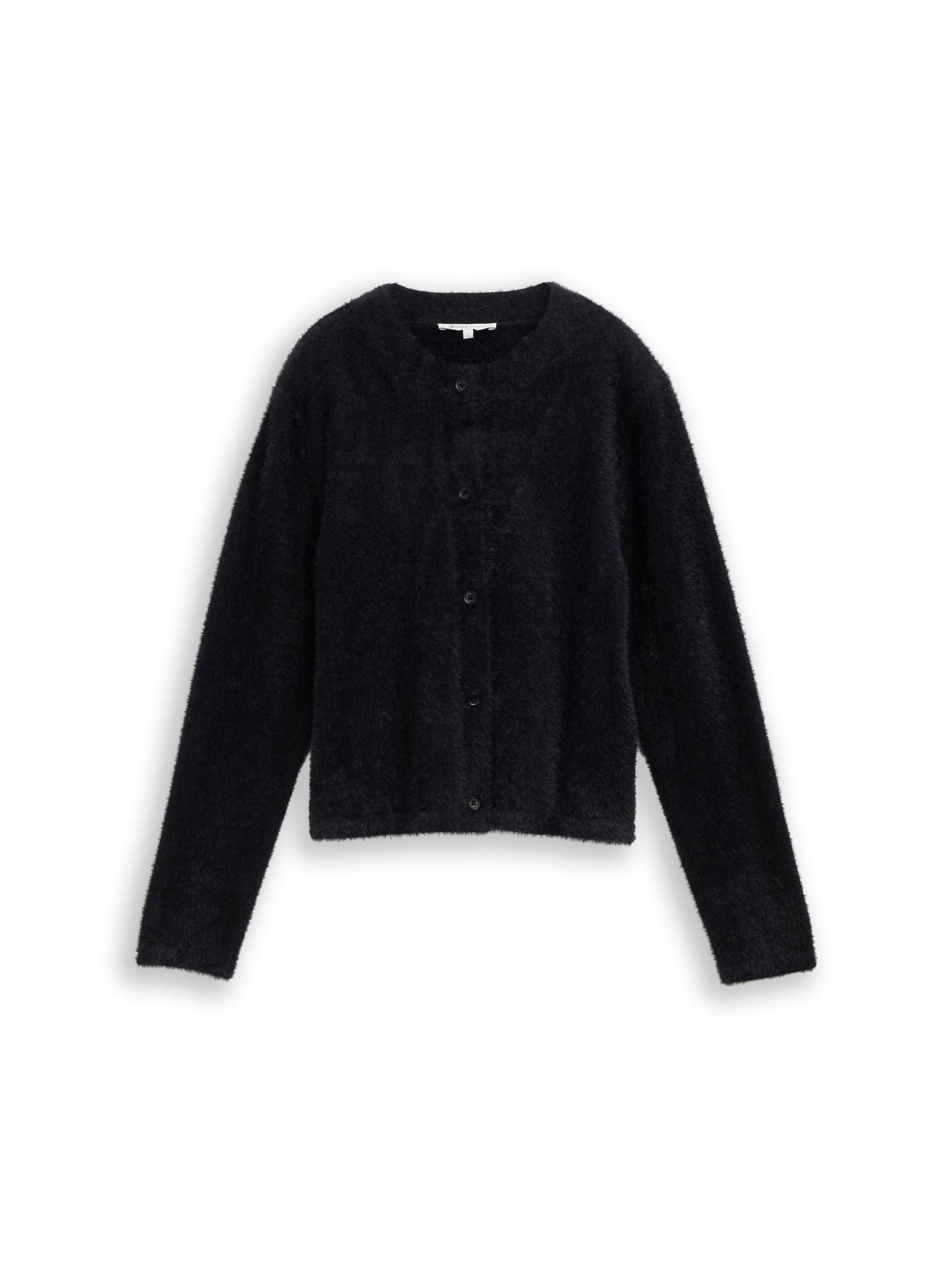 Denim Tom Tailor - Cardigan aus Federgarn deep black - Gr. - M von Denim Tom Tailor