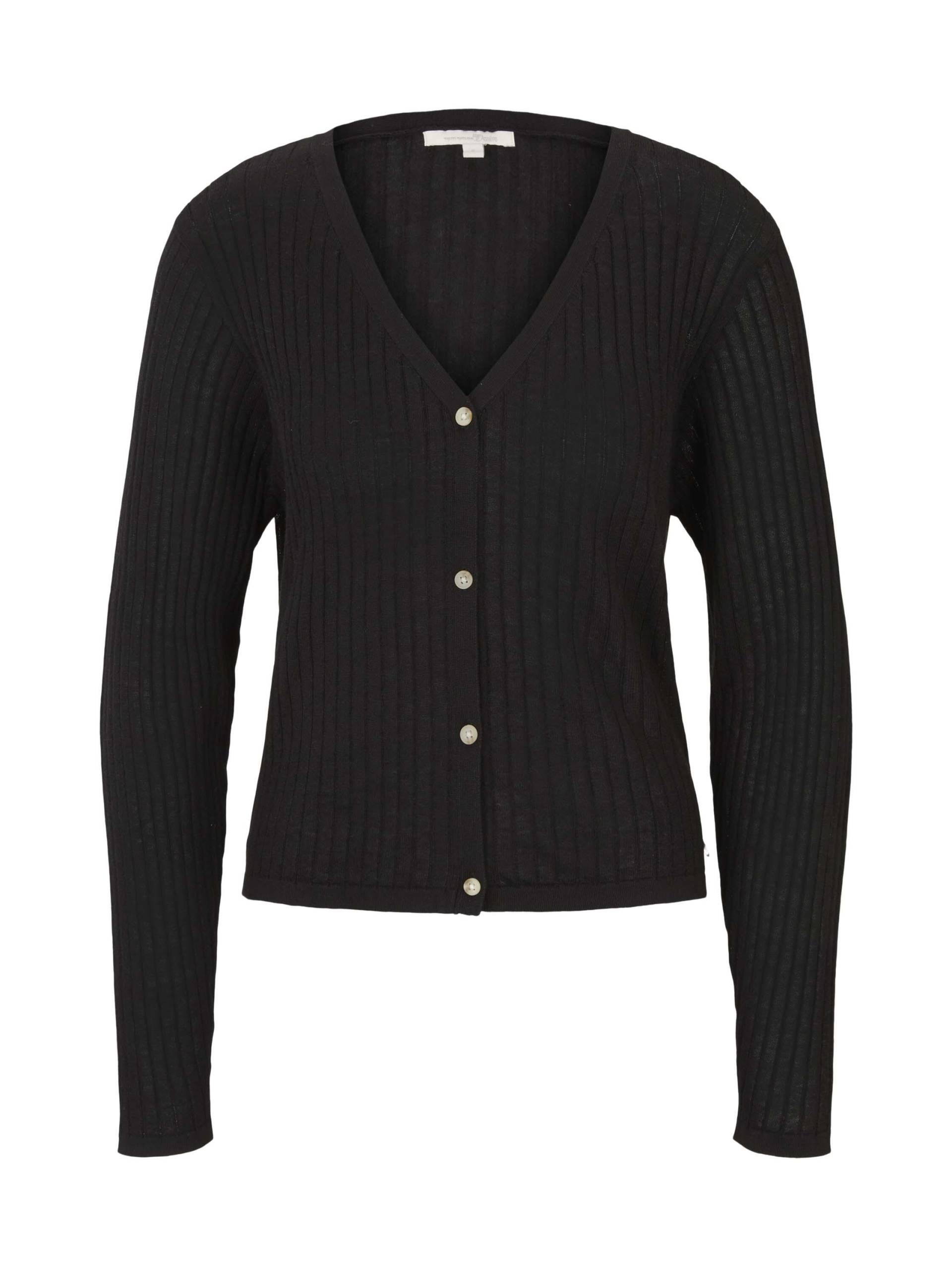 Denim Tom Tailor - Cardigan mit Ripp-Struktur deep black - Gr. - L von Denim Tom Tailor